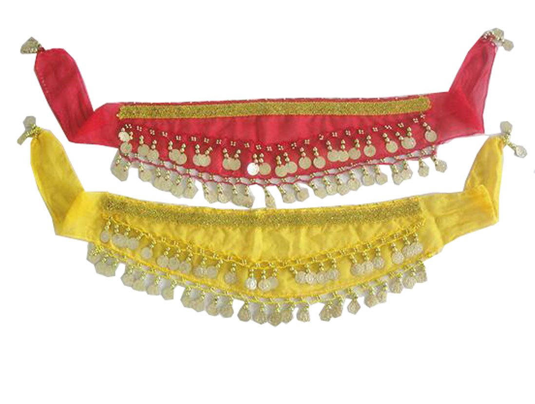 2Pcs Kids Belly Dance Hip Scarf with Sequins - Adjustable Wrap Belt for Girls' Dance Costume & Performance - Perfect for Dance Classes, Halloween Costumes and Birthday Parties
