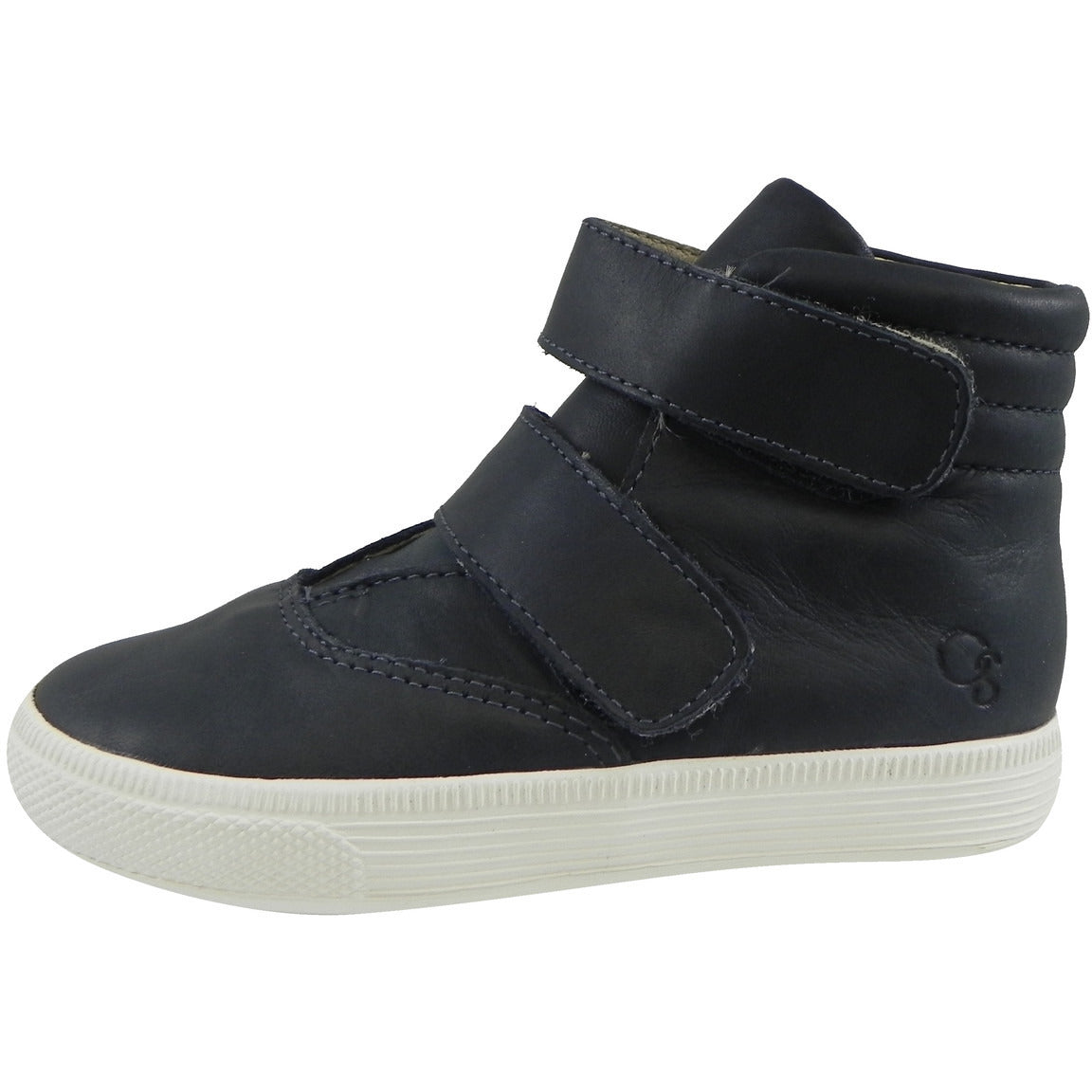 Old Soles 1012 Boys Navy Space Leather Strap High Top Sneakers - Comfortable School Shoes for Kids, Playground & Everyday Wear