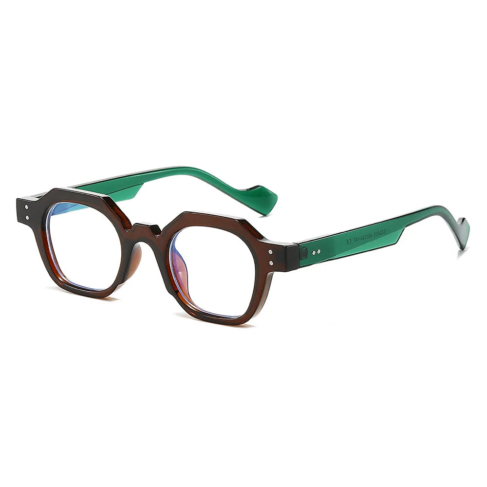 CCspace Unisex Full Rim Flat Top Polygon Polycarbonate Reading Glasses R57193 - Trendy Geometric Frame for Men & Women - Perfect for Reading, Office Work, and Computer Use