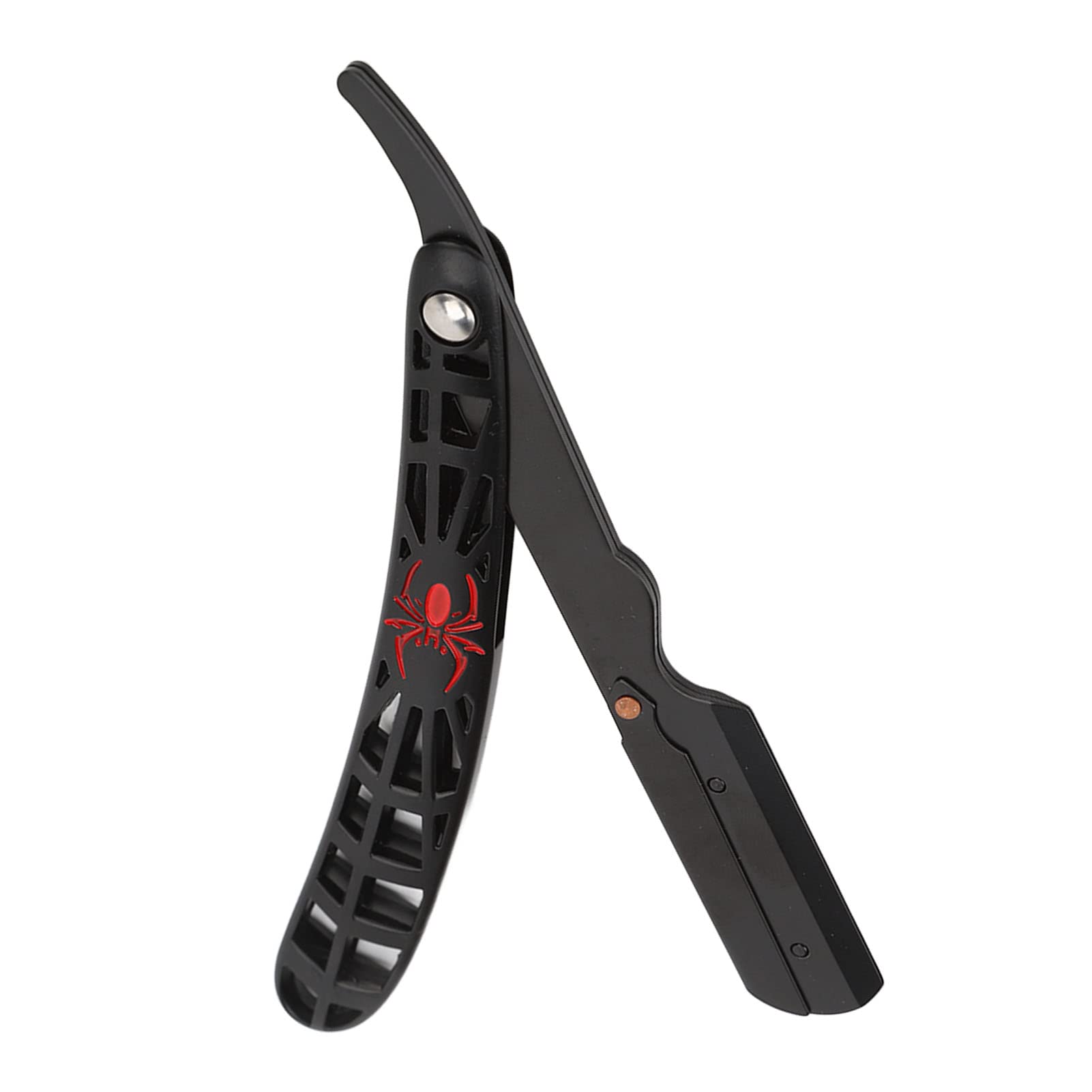 Stainless Steel Razor Holder - Ergonomic & Professional Barber Blade Handle for Men | Portable Hairdressing Tool for Home & Salon Use | Red Spider Design