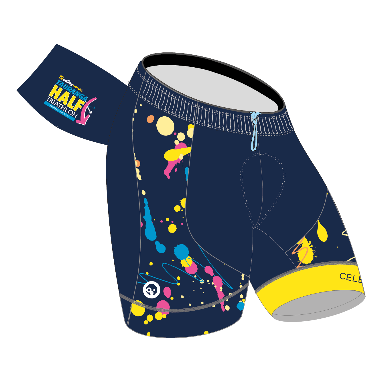 Tauranga Half 2024 Triathlon Shorts - High-Performance Swim Bike Run Paint Design for Men & Women | Ideal for Triathlons, Cycling, and Running Training