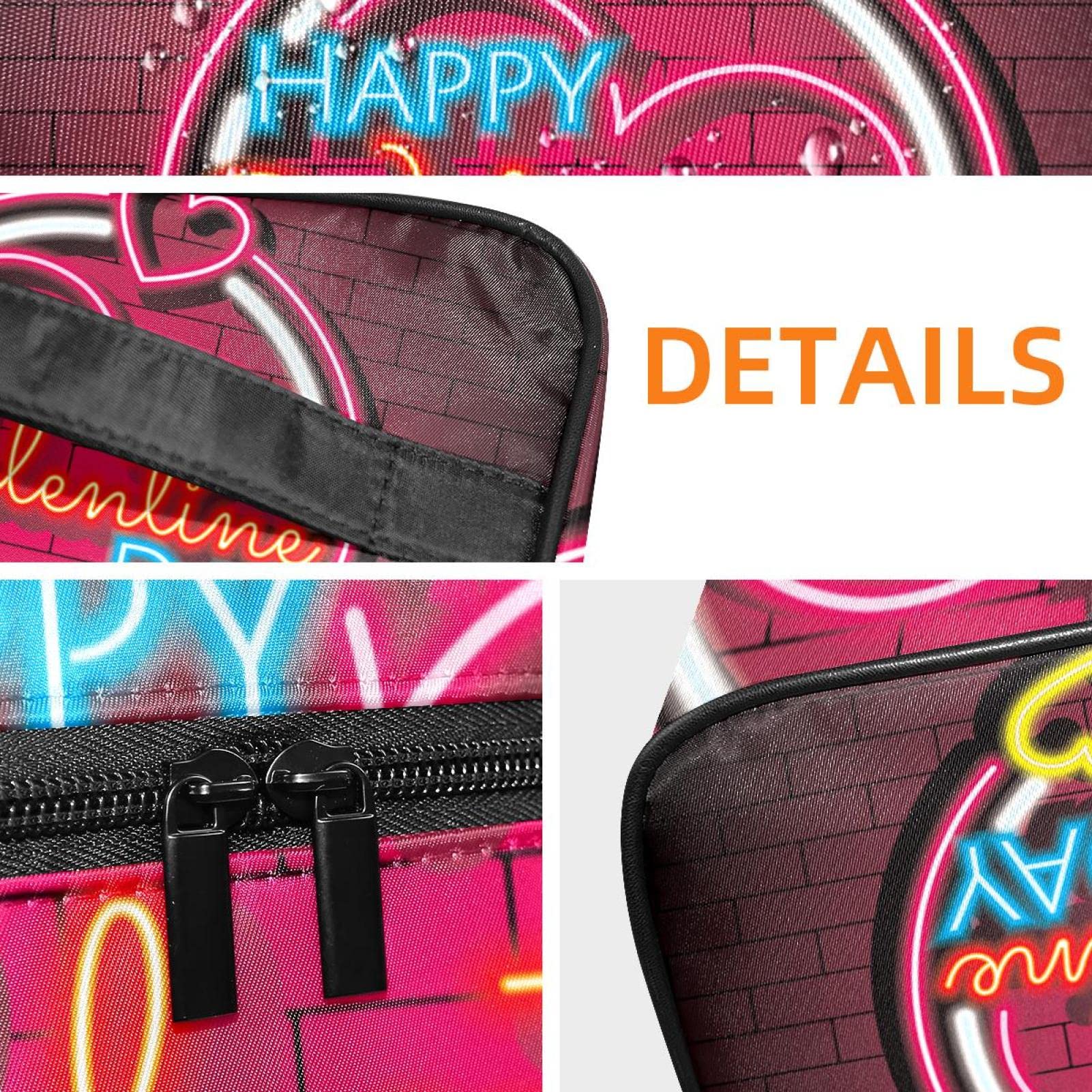 Valentine's Day Neon Sign Makeup Organizer Bag - Portable Travel Cosmetic Case for Women & Girls | Perfect for Toiletries, Makeup Storage & Travel Essentials | Great Gift for Valentine's Day, Birthdays & Holidays