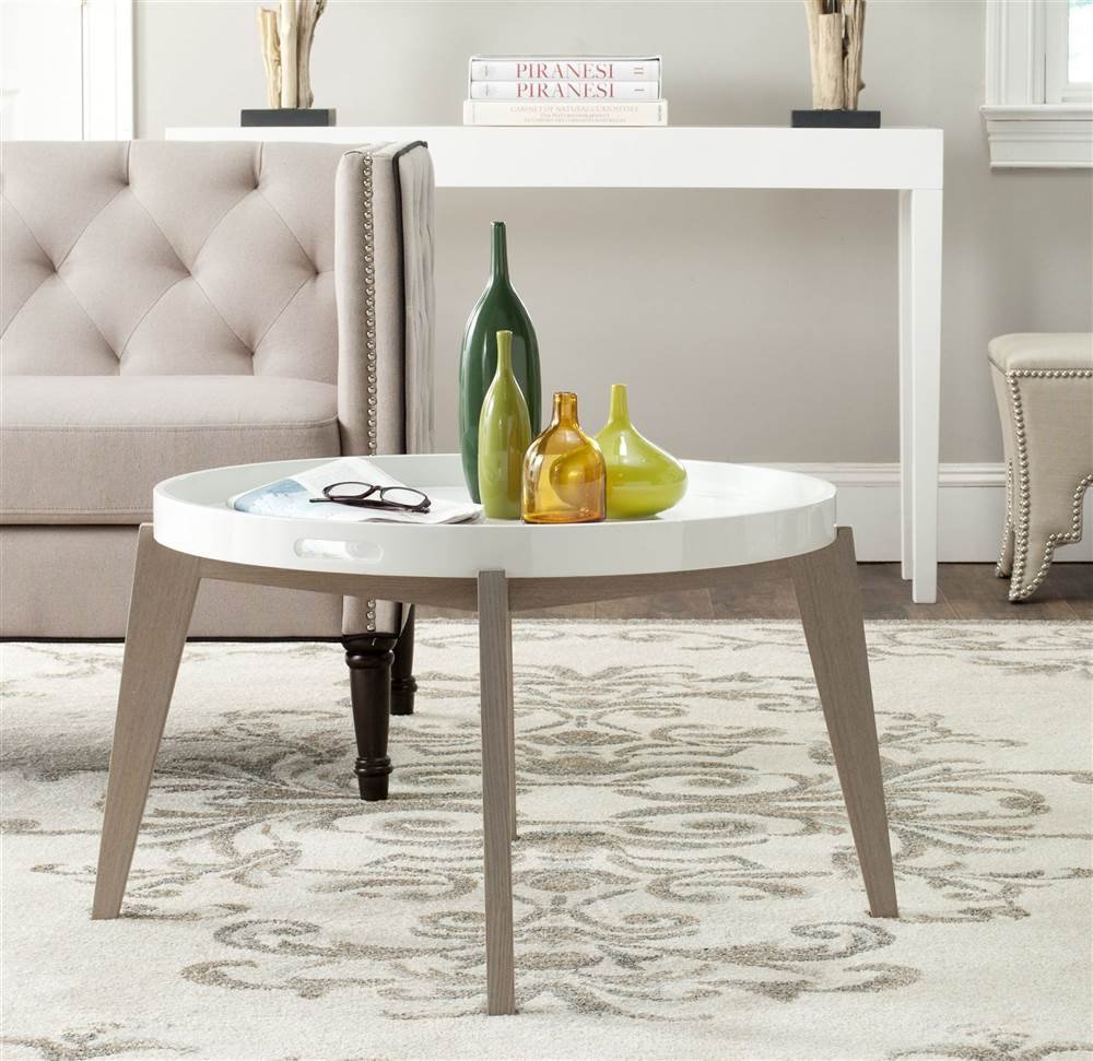 Safavieh Echo White and Grey End Table - Modern Side Table for Living Room, Bedroom, or Office - Perfect for Coffee, Books, and Decor