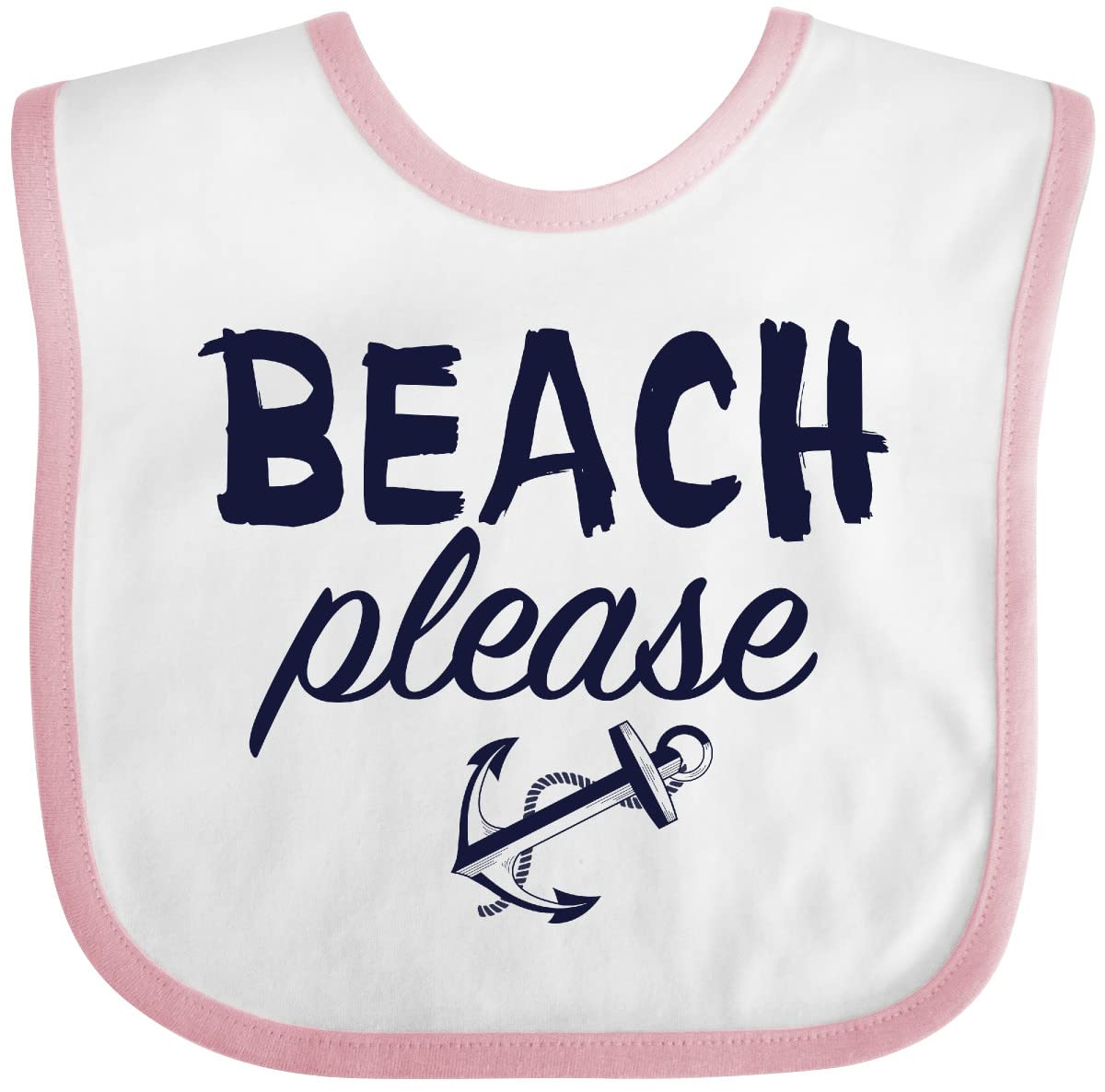 Inktastic 'Beach Please' with Anchor Design Baby Bib - Soft & Absorbent for Feeding, Perfect for Beach Trips & Outdoor Adventures