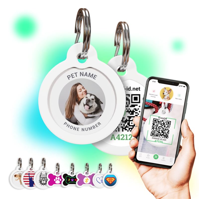 Personalized Dog Tags with QR Link for Pets - Custom Engraved Pet ID Tags for Dogs & Cats - Track & Protect Your Pet - Perfect for Travel, Hiking & Daily Walks
