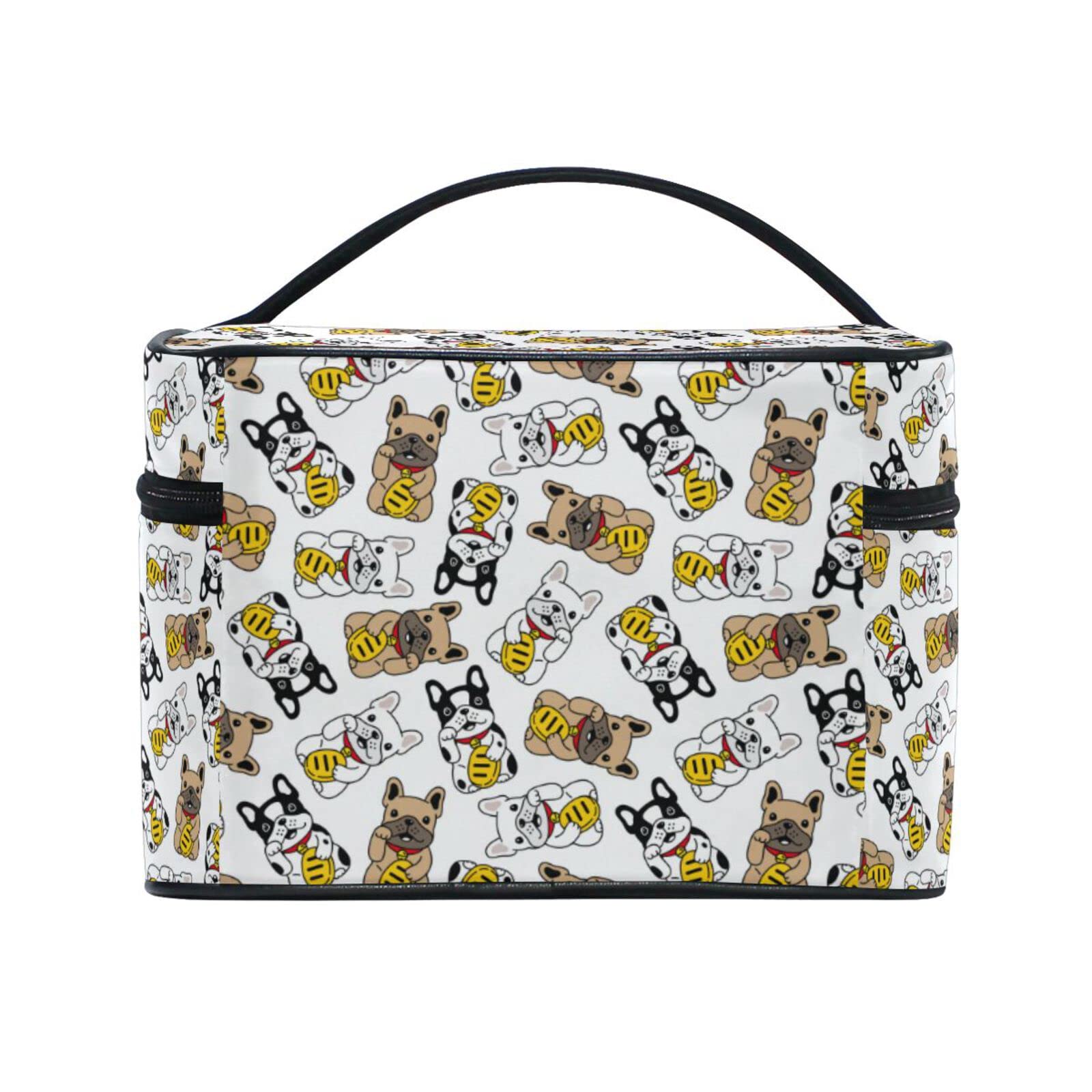 Cute Pug Dog Cosmetic Bag - Waterproof Makeup Organizer with Zipper for Women & Girls - Perfect for Travel, Gym, and Daily Essentials Storage