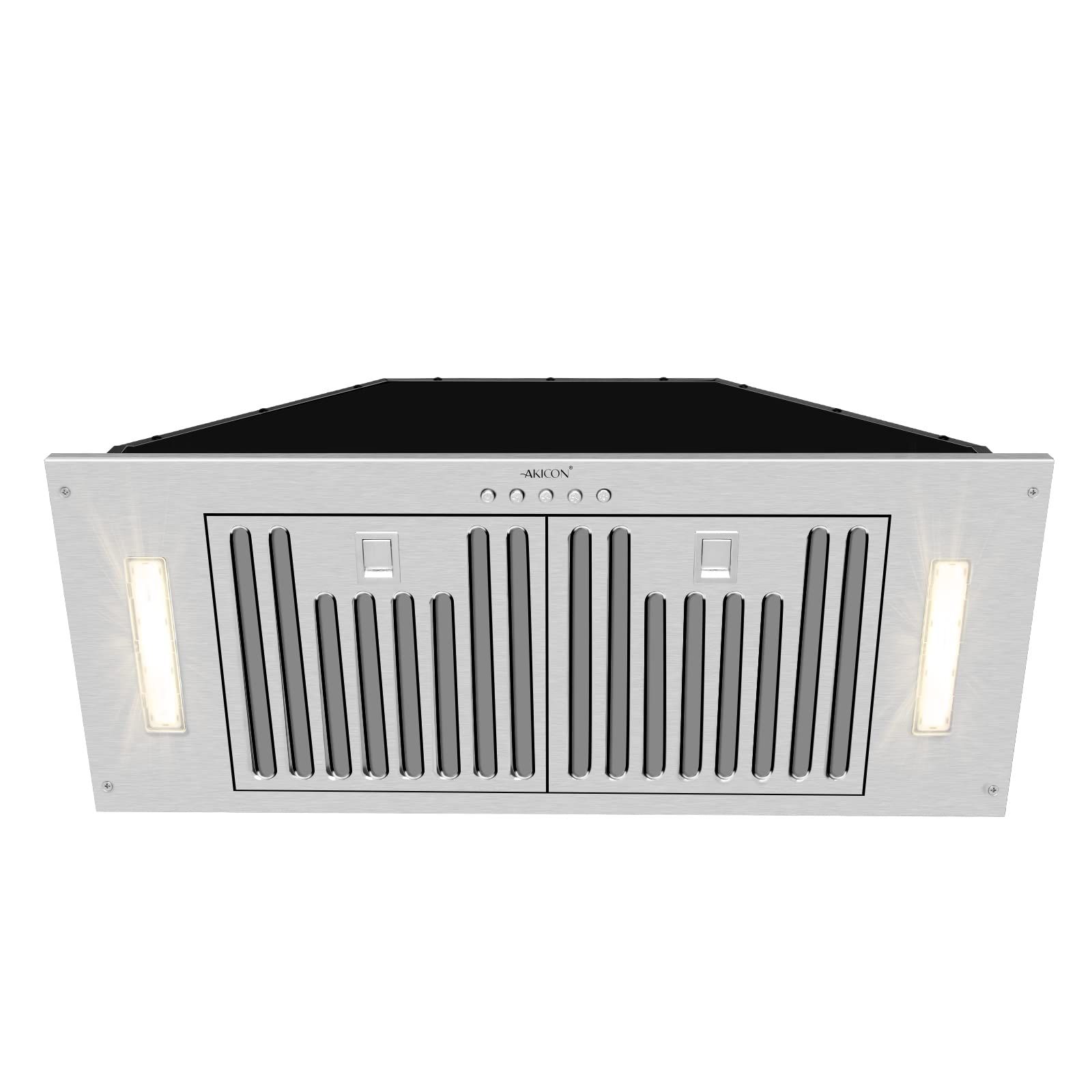 Akicon 30 Inch Stainless Steel Range Hood Insert - Ultra Quiet 600 CFM Ducted Kitchen Vent Hood with Powerful Suction, 3-Speed Settings, LED Lights & Dishwasher Safe Filters - Perfect for Built-In Kitchen Ventilation & Smoke Removal