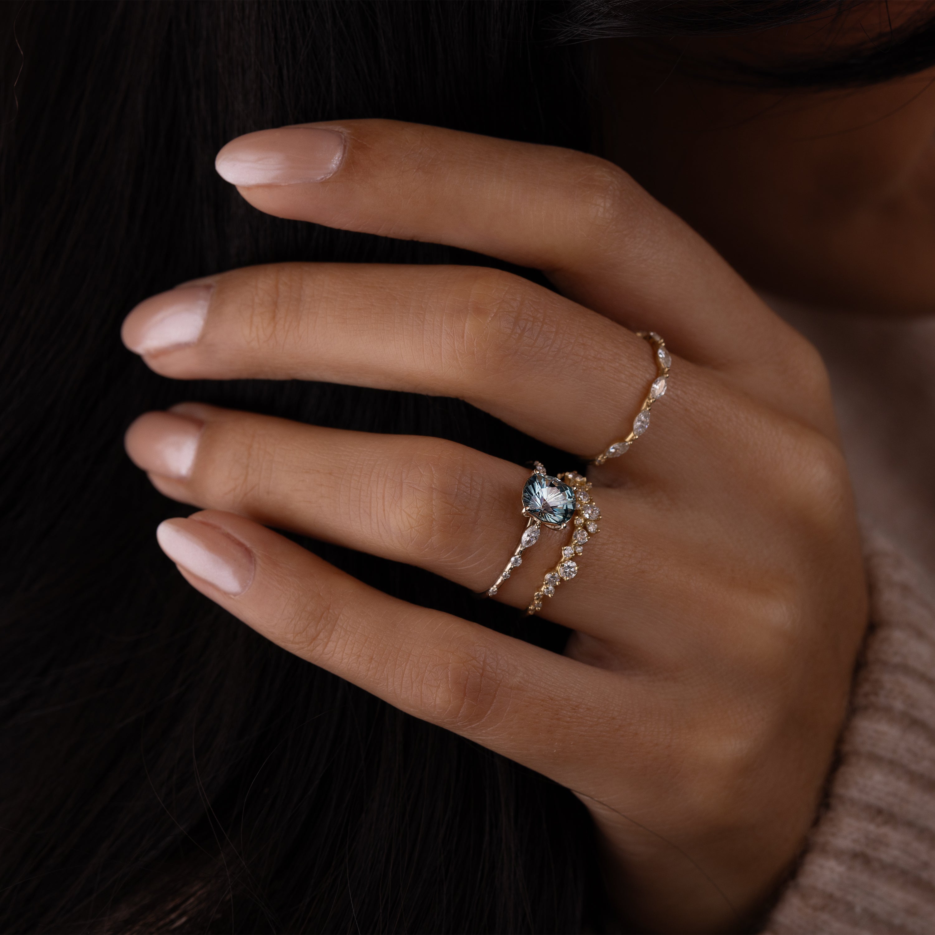 1.54ct Blue Montana Sapphire Chorus Ring – Elegant Engagement & Wedding Jewelry for Women