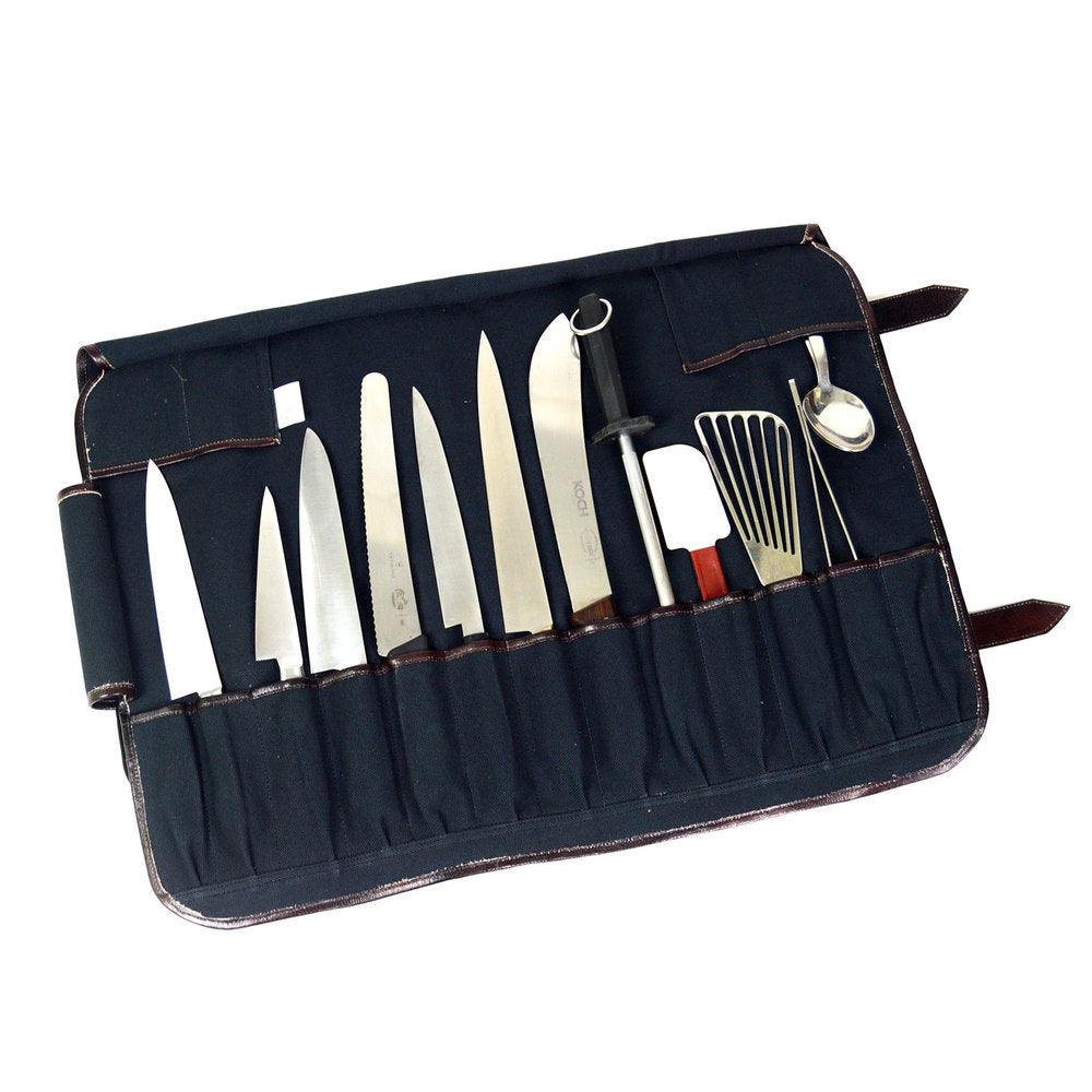 Boldric BOCK106 17-Pocket Abalone Canvas Knife Roll Bag - Perfect for Chefs, Butchers & Culinary Professionals