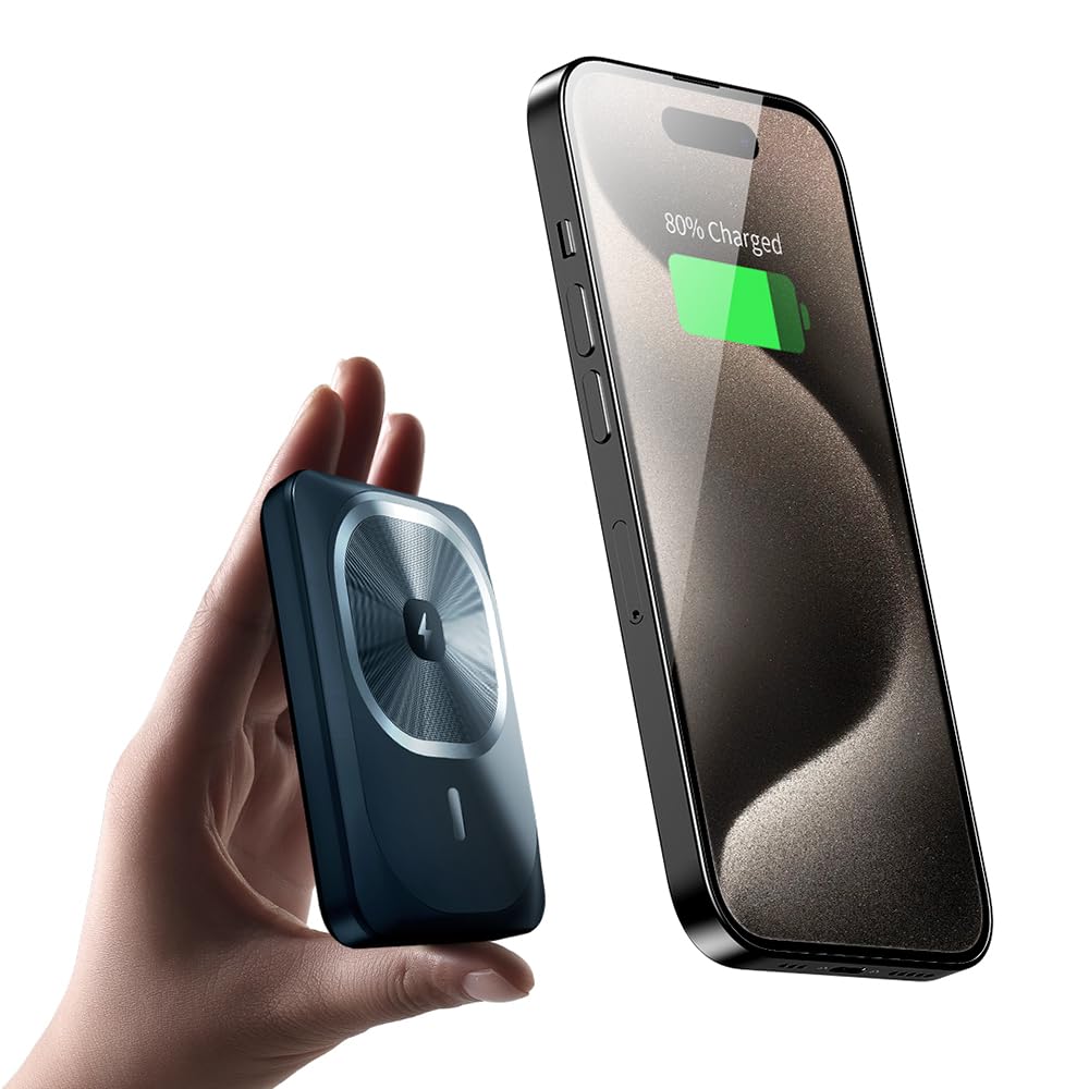 T-CORE 10000mAh Magnetic Wireless Power Bank - Ultra Slim Portable Charger with 20W Fast Charging & USB-C Cable | Compatible with iPhone 15/14/13/12 Series & MagSafe Cases (Black) | Perfect for Travel, Work & Outdoor Activities
