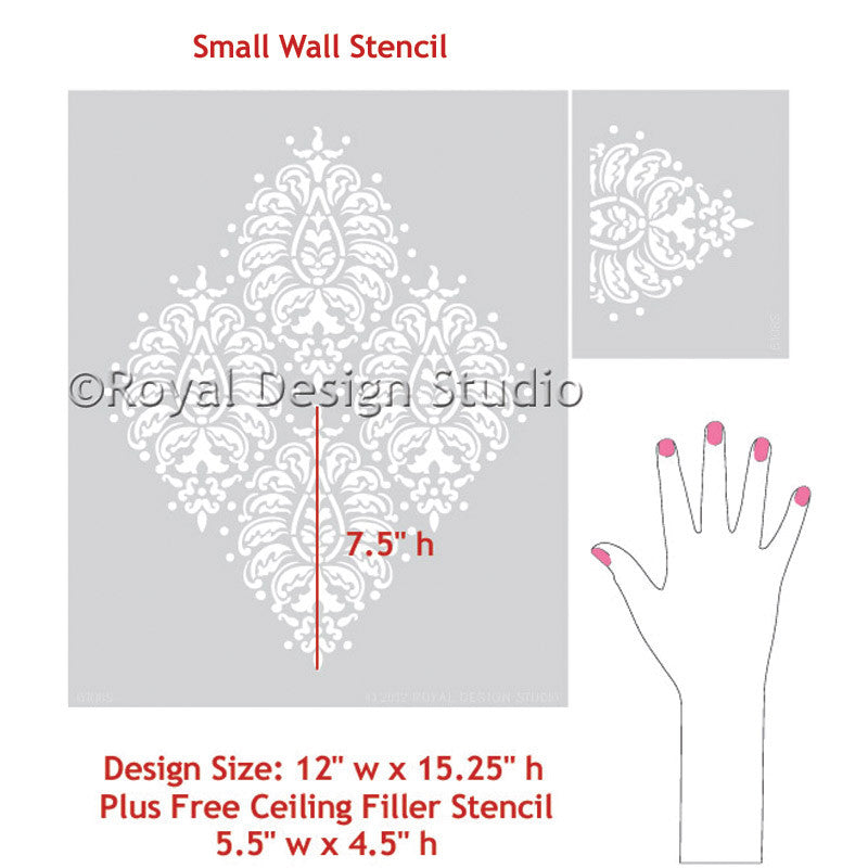 Bombay Paisley Damask Wall Stencil - Reusable DIY Painting Template for Home Decor, Accent Walls, and Furniture - Perfect for Bedrooms, Living Rooms, and Craft Projects