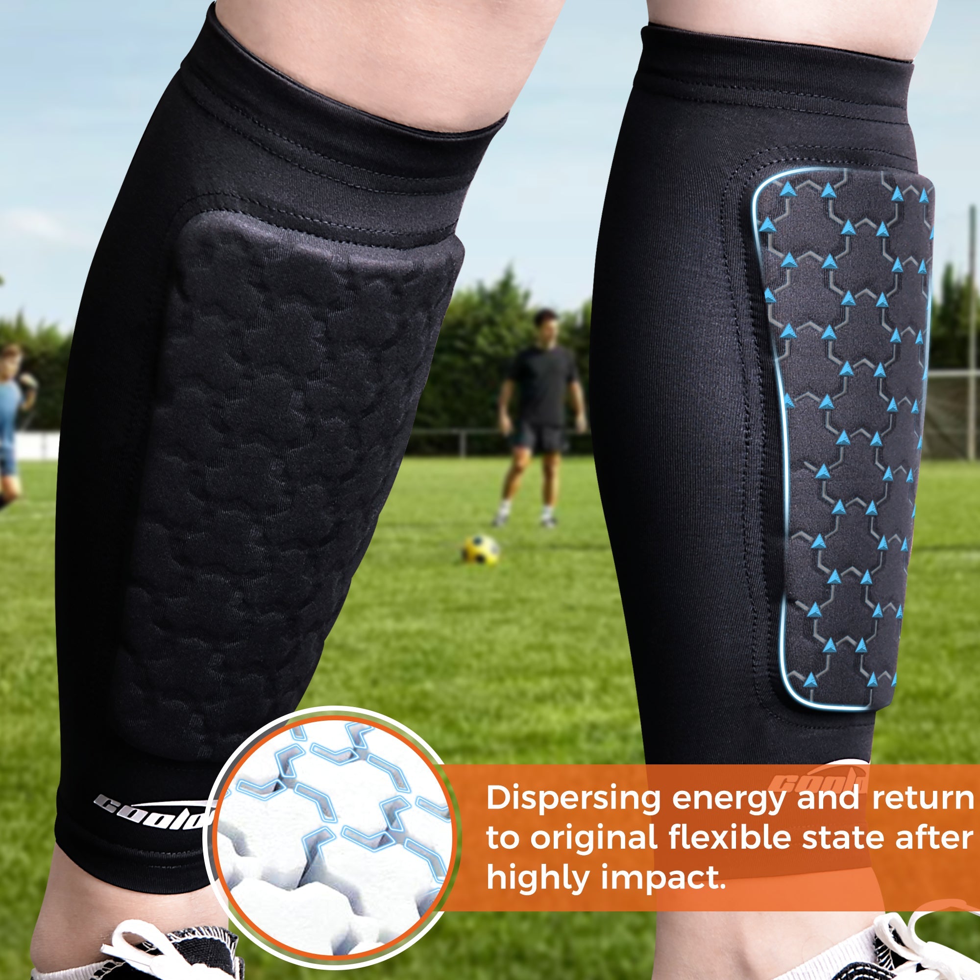 COOLOMG Soccer Shin Guards with Calf Compression Sleeves - Lightweight Football Leg Protection for Youth & Adults - Perfect for Training, Matches & Injury Prevention