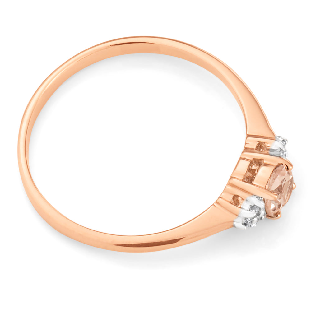 9ct Rose Gold Morganite & Diamond Ring for Women - Elegant Engagement, Wedding, Anniversary Gift for Her