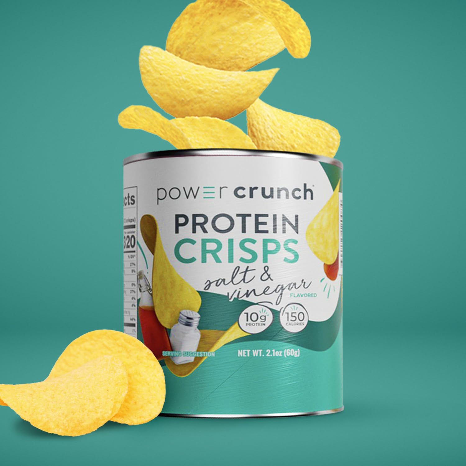 Power Crunch Protein CRISPS - High Protein Potato Style Chips, Salt & Vinegar Flavor, 10g Protein per Serving, 1.05oz (Pack of 6) | Healthy Snack for Gym, Keto Diet & On-the-Go Nutrition
