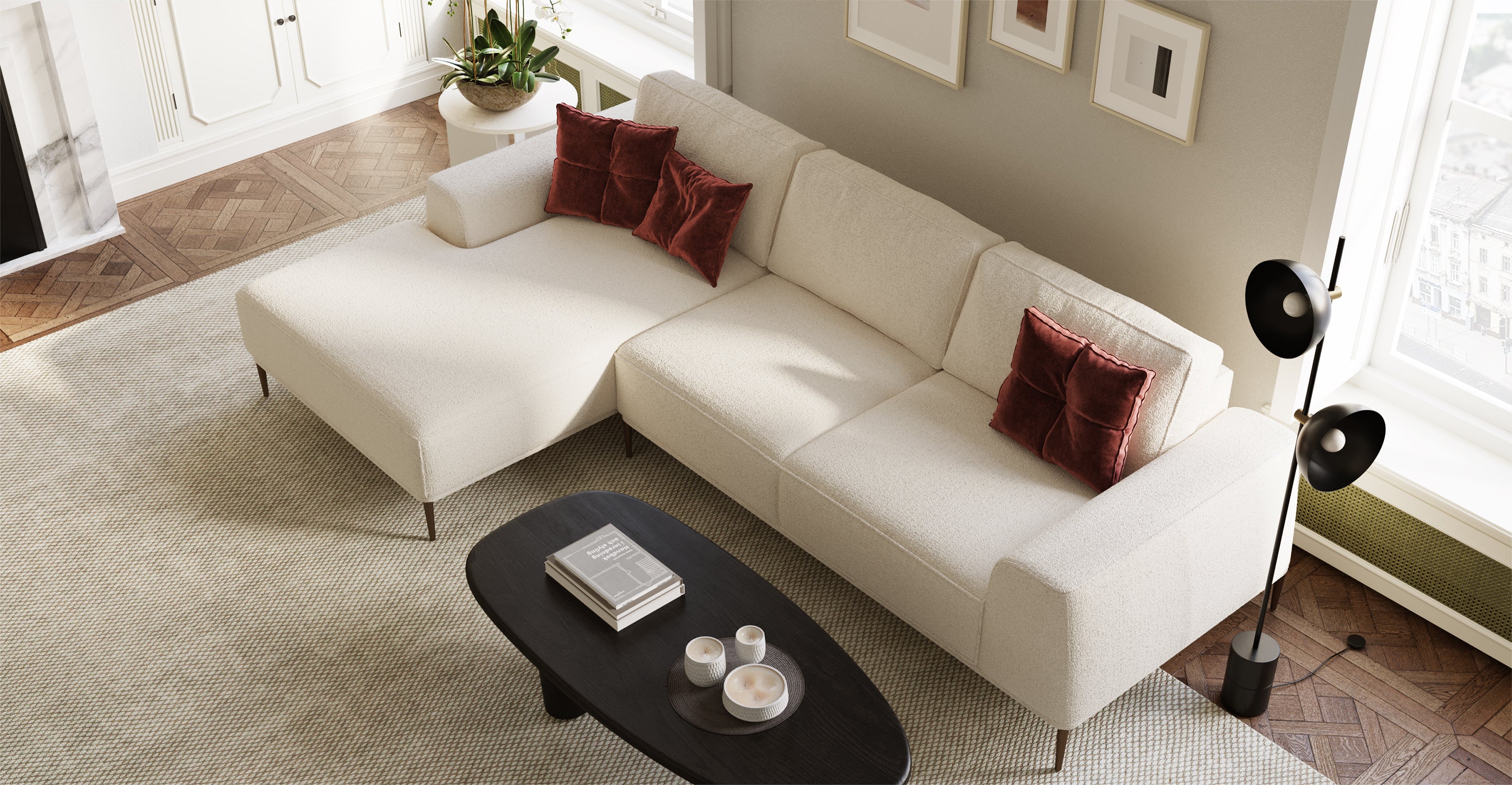 Rue Left Facing Sectional Sofa - Modern L-Shaped Couch with Reversible Chaise for Living Room, Family Room & Apartment | Comfortable Fabric Upholstery, Sturdy Frame | Perfect for Small Spaces & Home Theater Setup