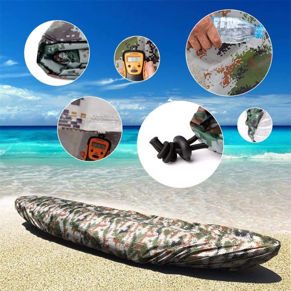 **Universal Camouflage Kayak Cover - Waterproof, UV-Resistant, Dustproof Storage Shield for Fishing Boats, Kayaks & Canoes (8 Sizes, 4.65 oz) - Outdoor Gear for Kayaking, Fishing, Camping & RV Travel - Protect Marine Equipment from Sun, Rain & Dust**