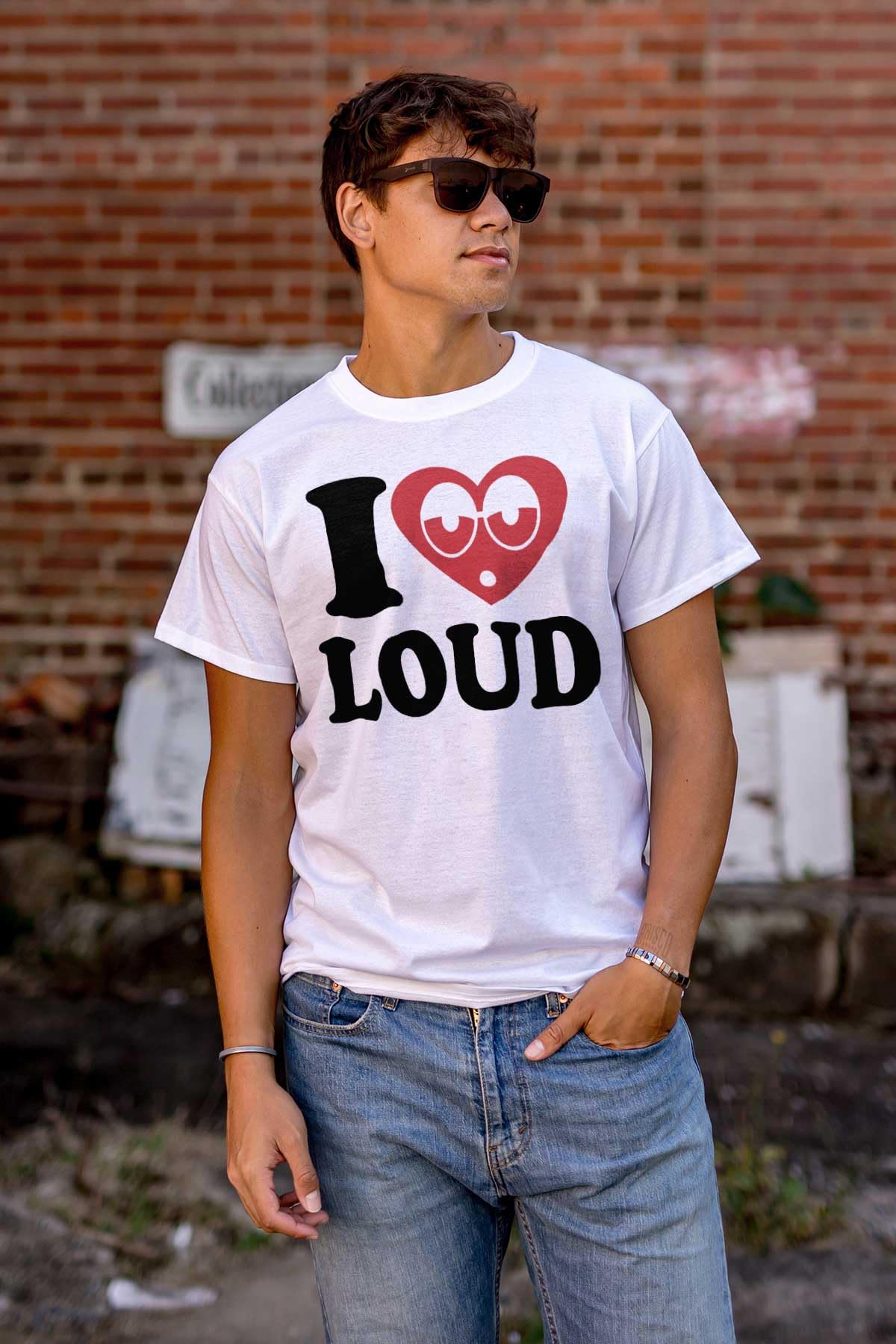 Funny EDM Pot Graphic T-Shirt for Men & Women - I Love Loud Heart Eyes Design - Perfect for Music Festivals & Casual Wear