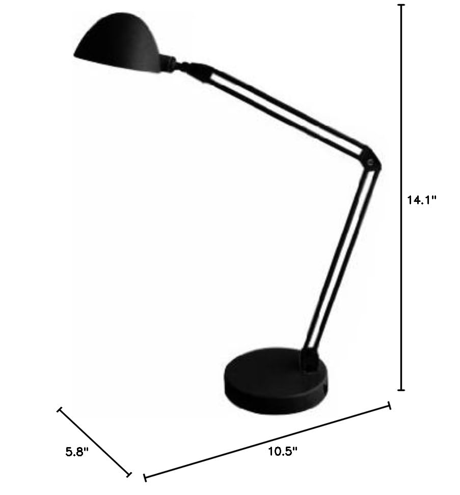 Flexible LED Desk Lamp with Adjustable Gooseneck - Black (L9142BK) - Perfect for Home Office, Study, Reading & Crafting