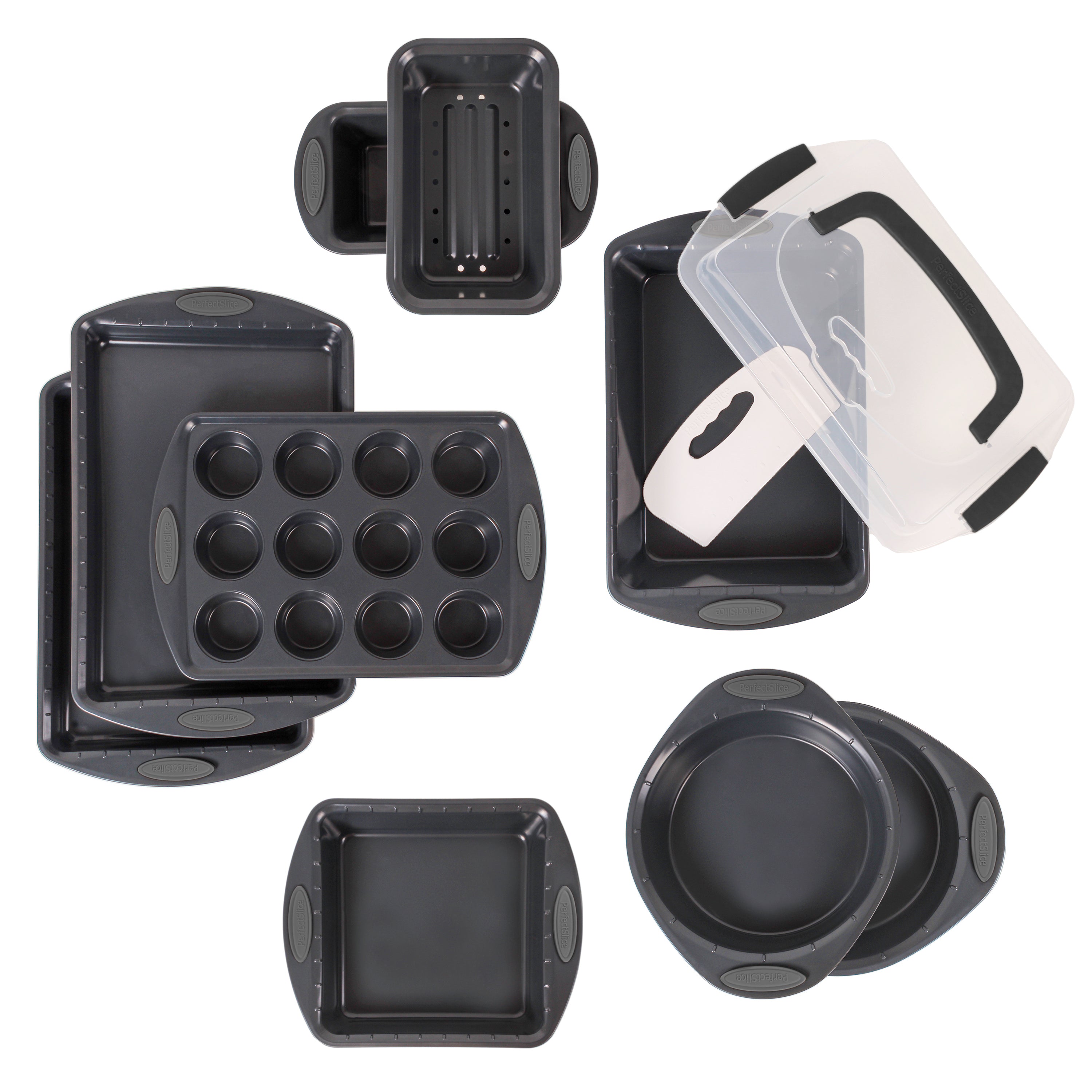 BergHOFF 11-Piece Perfect Slice Bakeware Set - Nonstick Grey Baking Pans for Cakes, Pies & Desserts | Ideal for Home Bakers & Professional Kitchens