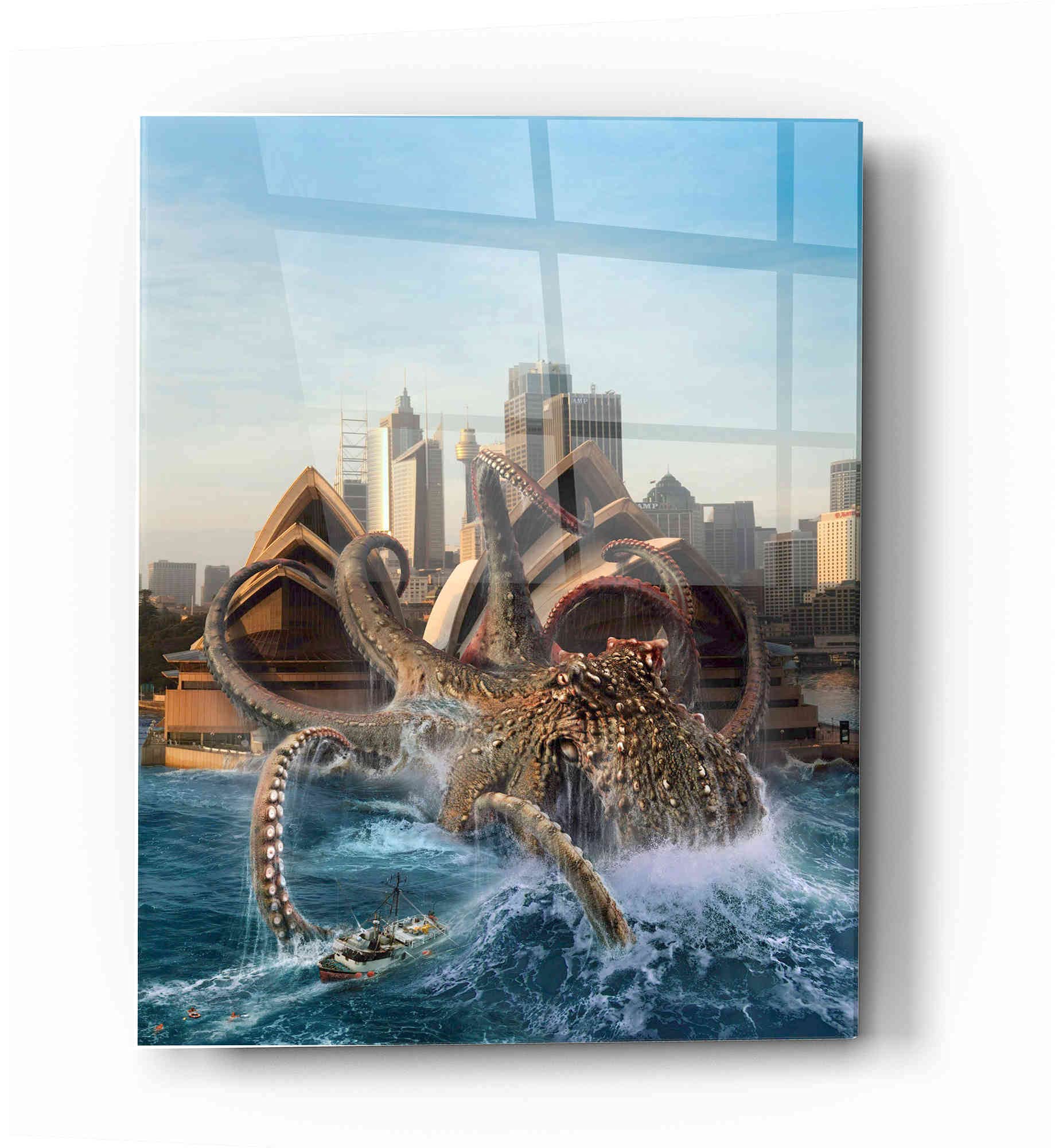 Epic 'Catch of His Life' Fishing Wall Art - 16x24 Inch Acrylic Glass Canvas Print - Perfect for Living Room, Office, or Man Cave Decor
