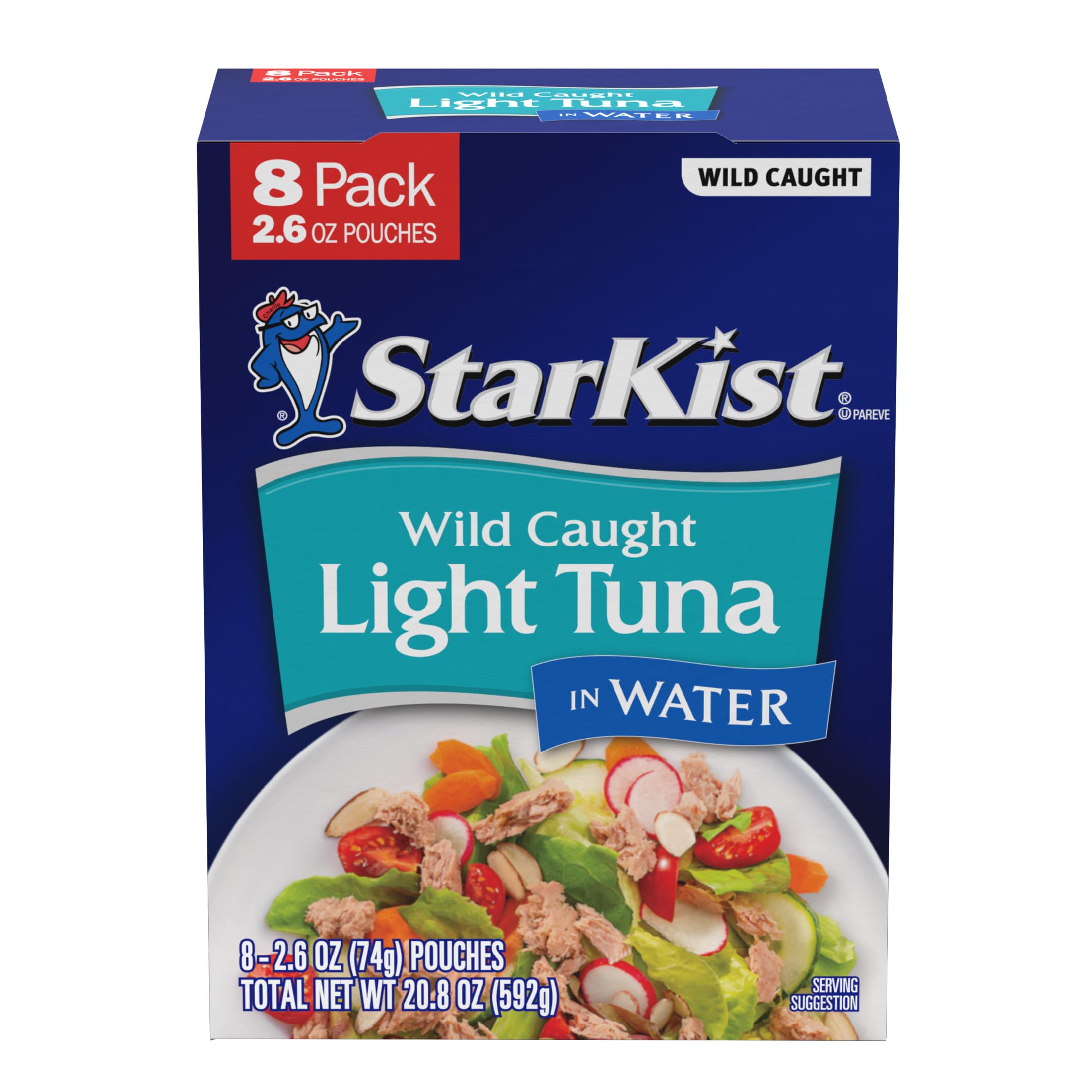 StarKist Chunk Light Tuna in Water - 2.6 oz Pouch (Pack of 8) | Healthy Protein Snack for Salads, Sandwiches & On-the-Go Meals | BPA-Free & Mercury Tested
