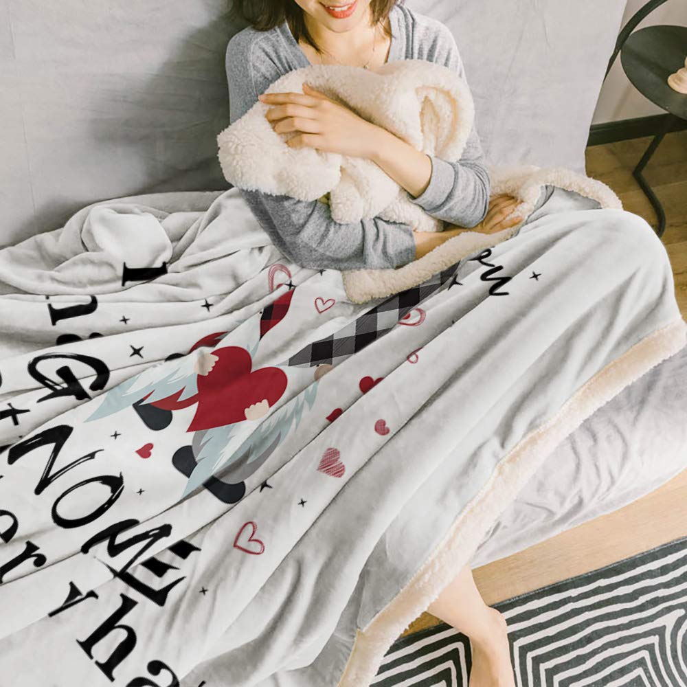 Soft Fleece Sherpa Blanket Throw - Cozy Plush Warm Blanket for Women & Men - 50x80 Inch Twin Size - Perfect for Valentine's Day, Camping, Nursery & Couch - Gnome Love Design