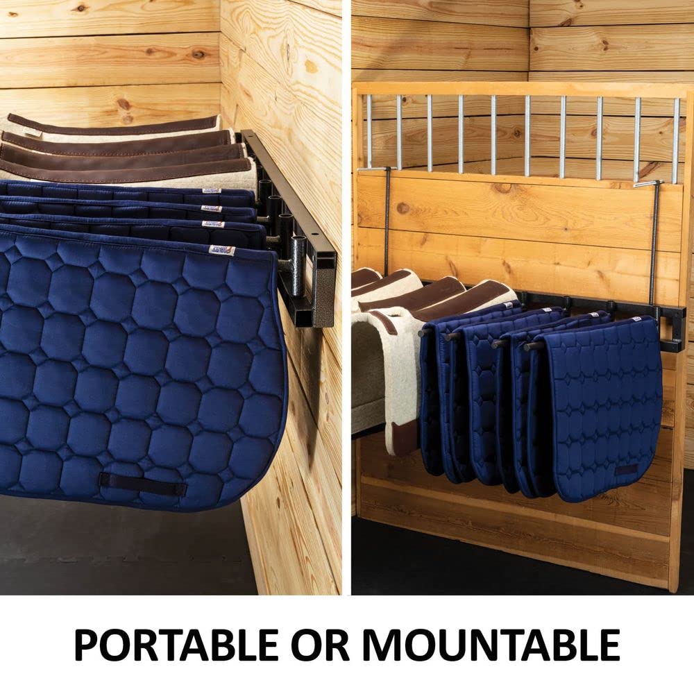 Pro Series Swinging Blanket Bar & Saddle Pad Rack - Heavy Duty Horse Blanket Organizer with 7-Year Warranty - Gray Armor Finish - Perfect for Barn, Stable & Equestrian Storage