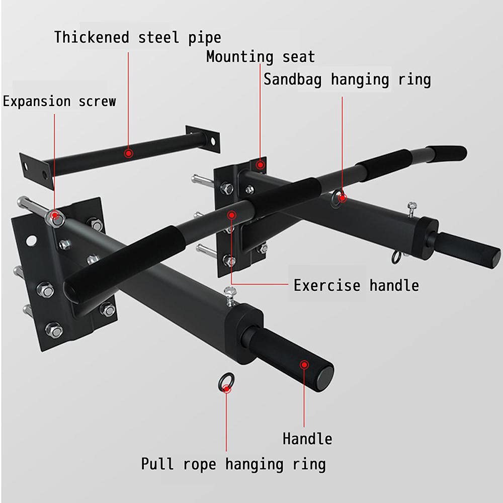 Best Pull-Up Bar for Home Gym - Wall Mounted Horizontal Bar with Sandbag Holder & Ring Rope Swing - Perfect for Indoor Strength Training & Fitness Workouts