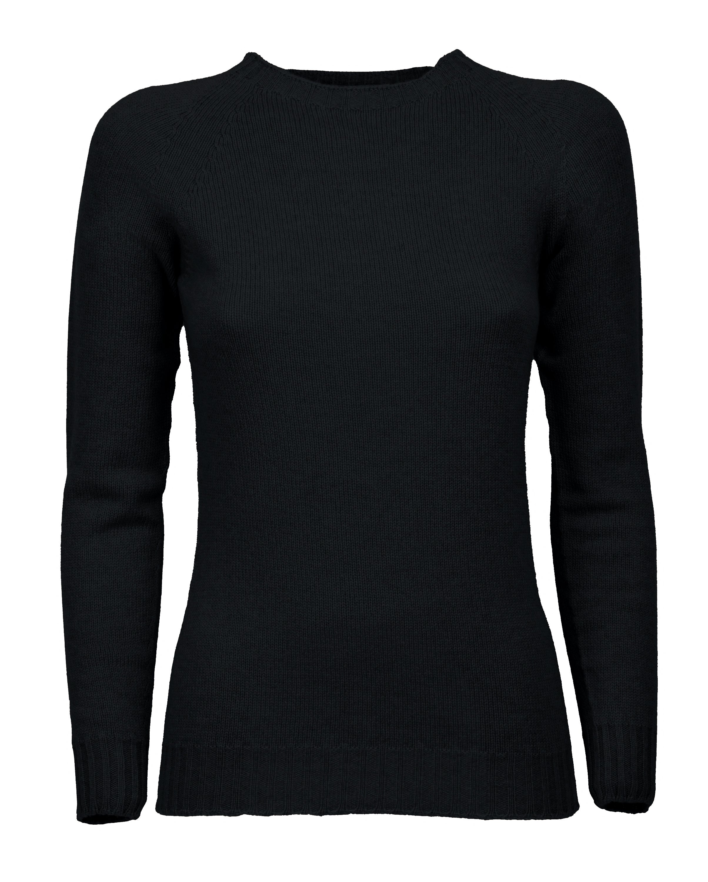 Luxury Women's Pure Cashmere Sweater - Soft Black Crew Neck Raglan Sleeve Pullover | Perfect for Winter, Office Wear & Casual Outfits