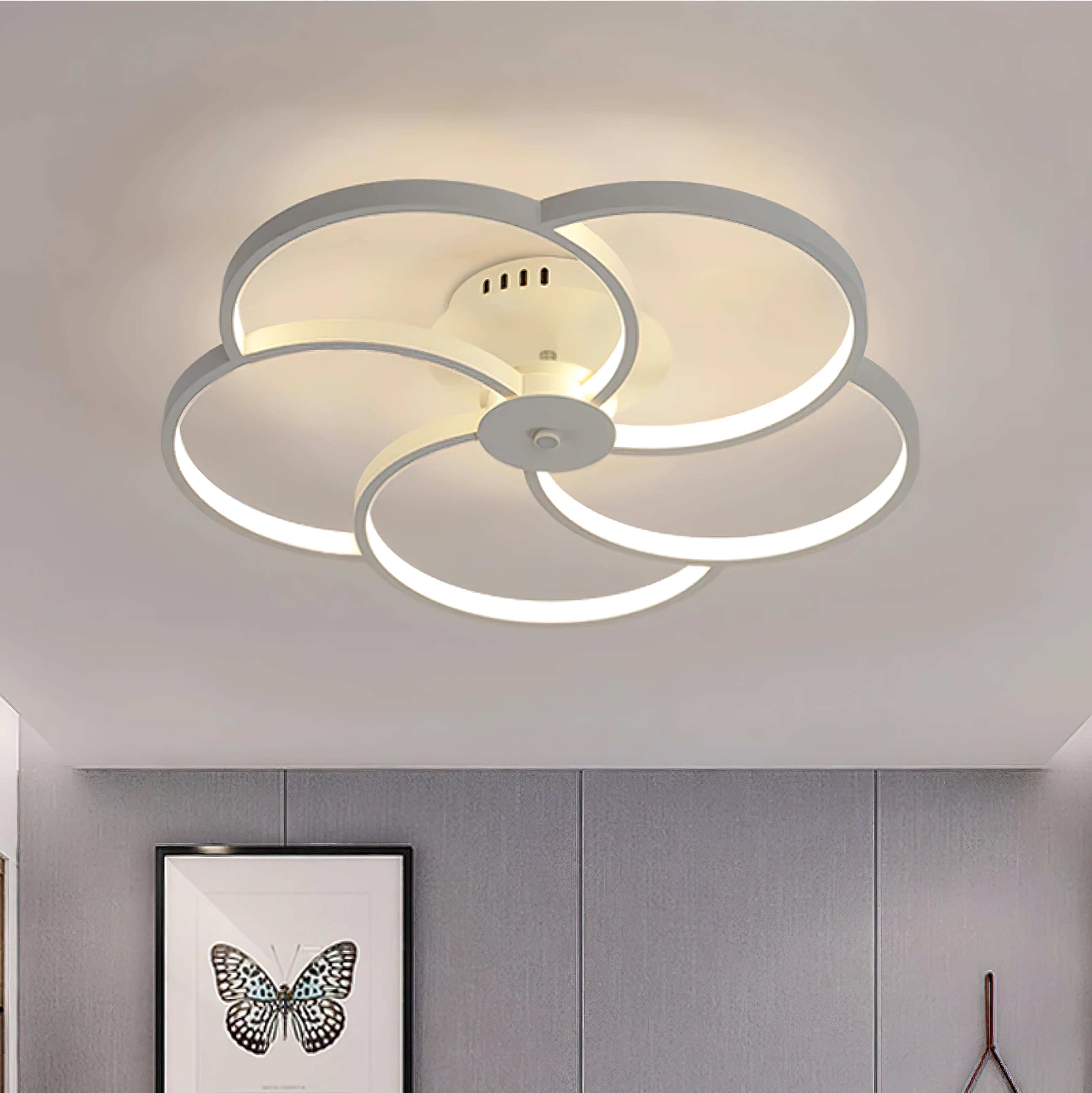 Modern Round Flower LED Ceiling Light - Energy Efficient Floral Design Lighting Fixture for Living Room, Bedroom, Kitchen & Dining Room
