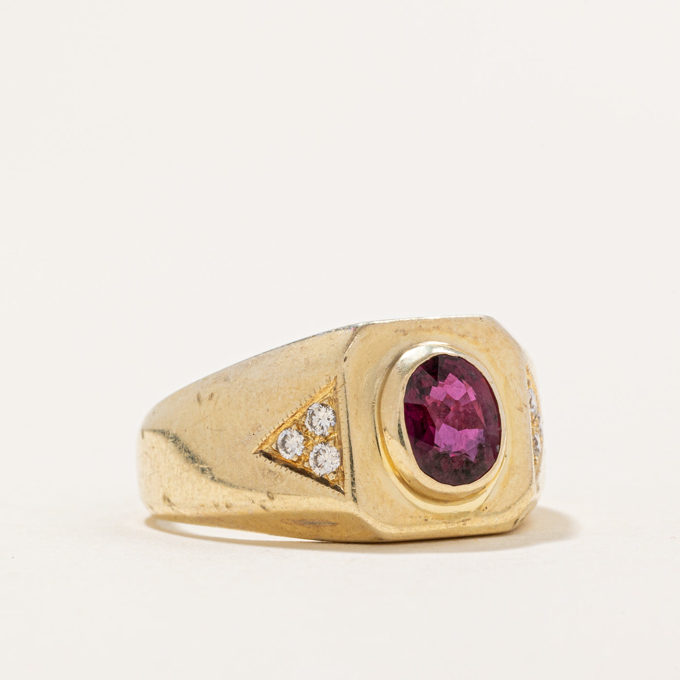 Exquisite Bezel Set Ruby & Diamond Ring - 0.90ct Natural Ruby & 0.10ctw Diamonds - Size 9.25 - Perfect for Engagement, Anniversary & Special Occasion Gifts