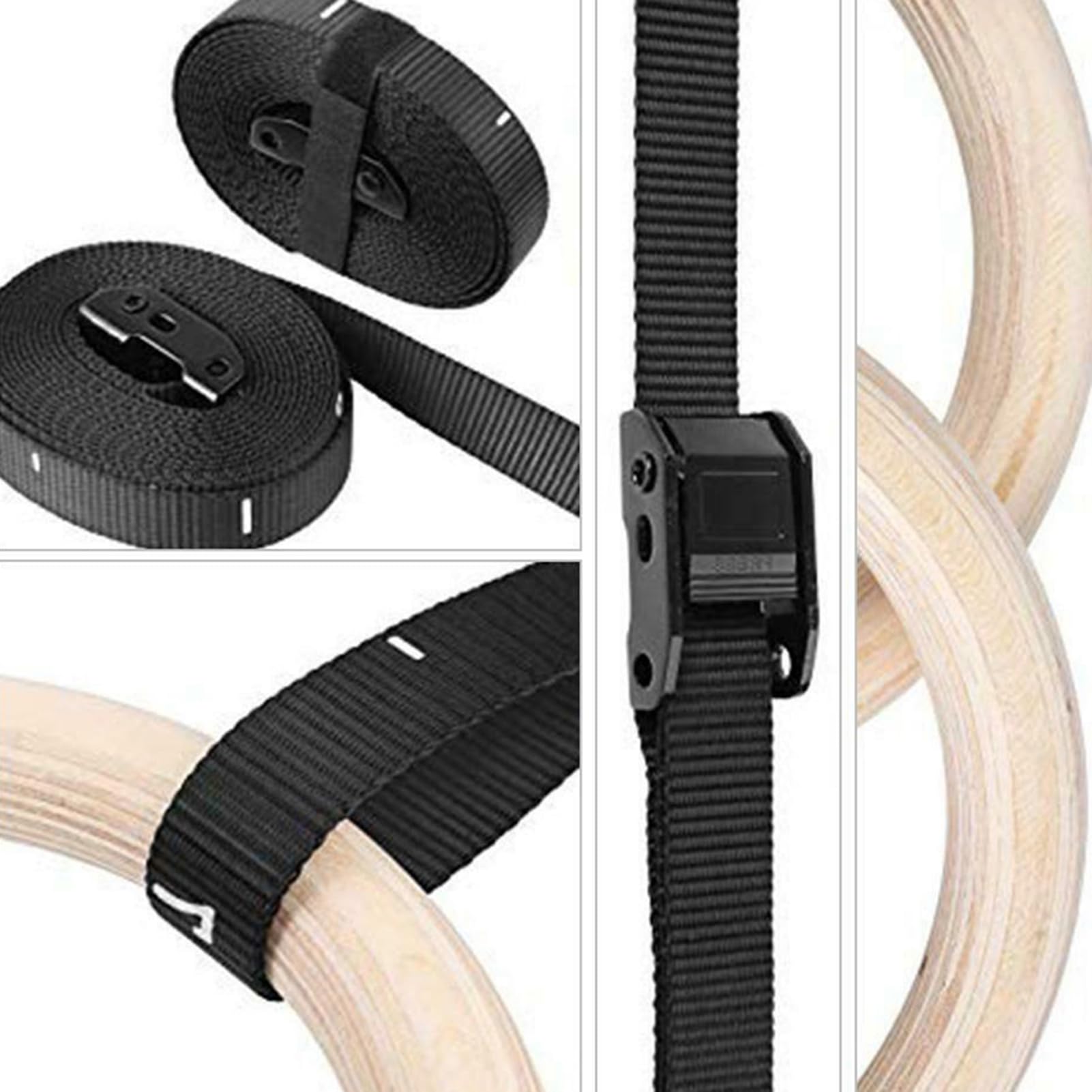 Wooden Gymnastic Rings - Pull Up Trainer for Indoor Workout & Fitness