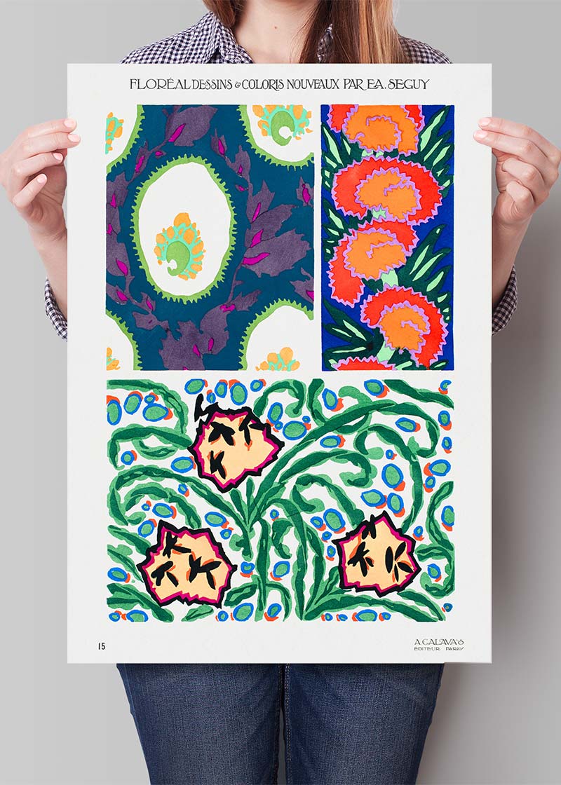 Emile Alain Séguy Art Nouveau Pattern Print 023 - Vintage Floral Wall Art Decor for Home, Office & Gift Giving