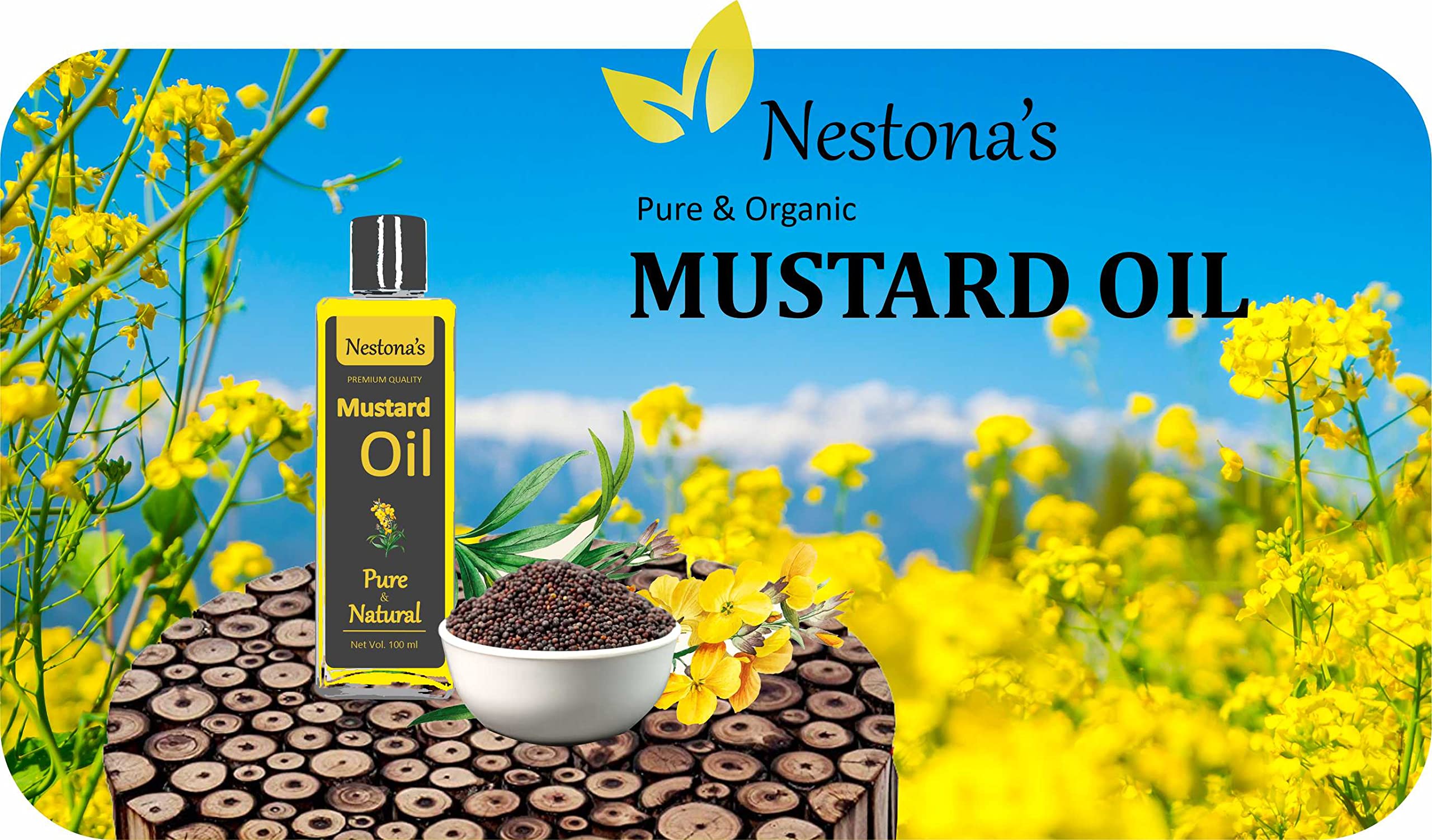 Nestona's Premium Sesame Oil & Mustard Oil Combo Pack for Skin Care, Hair Nourishment & Body Massage | Organic Cold-Pressed Oils for Healthy Skin & Hair Growth | Perfect for Aromatherapy, Scalp Treatment & Relaxing Massage