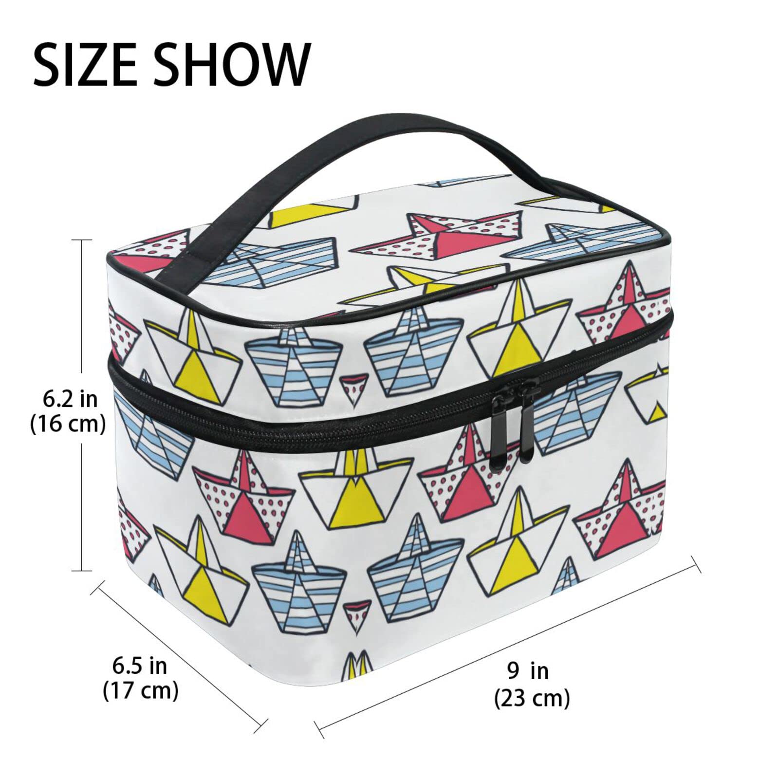 Colorful Cartoon Paper Boat Cosmetic Bag - Waterproof Makeup Organizer Pouch with Zipper for Women & Girls - Perfect for Travel, Gym, and Daily Essentials Storage