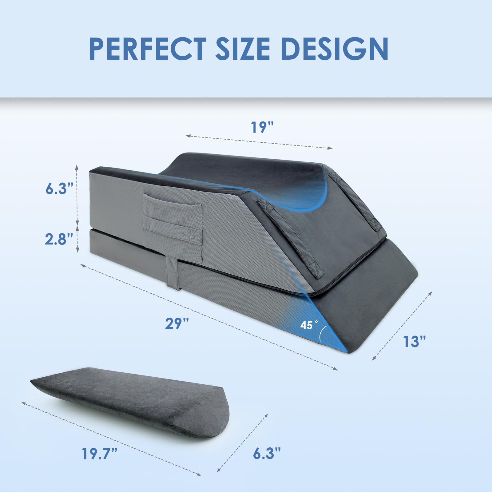 4-Height Adjustable Leg Elevation Pillow for Post-Surgery Recovery - Memory Foam Knee Support Pillow with Removable Washable Cover - Ideal for Knee Surgery, Circulation Improvement & Pain Relief at Home