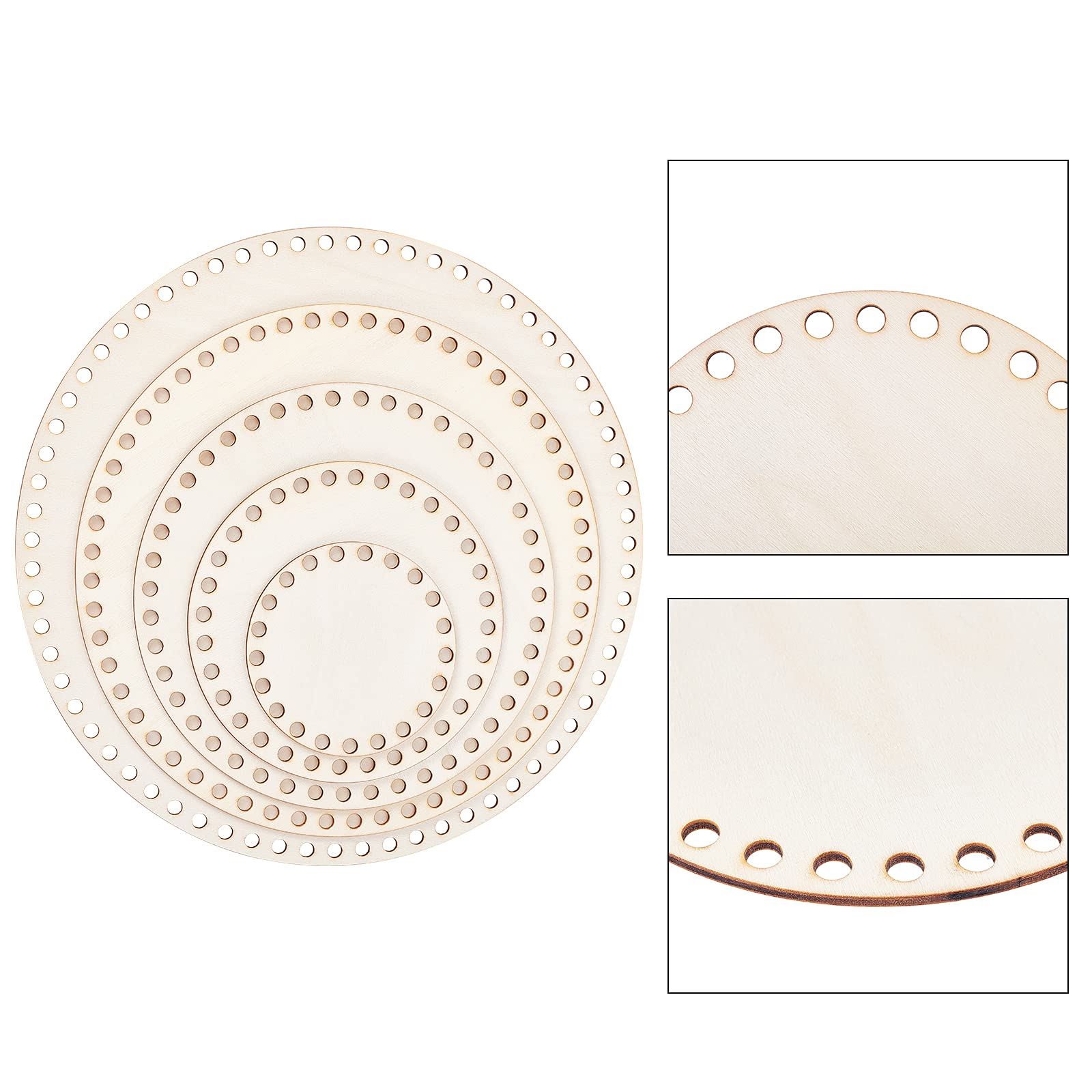 Natural Wooden Basket Bases for Crochet - 5 Sizes (3.9/5.9/7.9/9.9/11.9 Inch) Round DIY Weaving Supplies - Perfect for Handmade Storage Baskets, Home Decor & Craft Projects