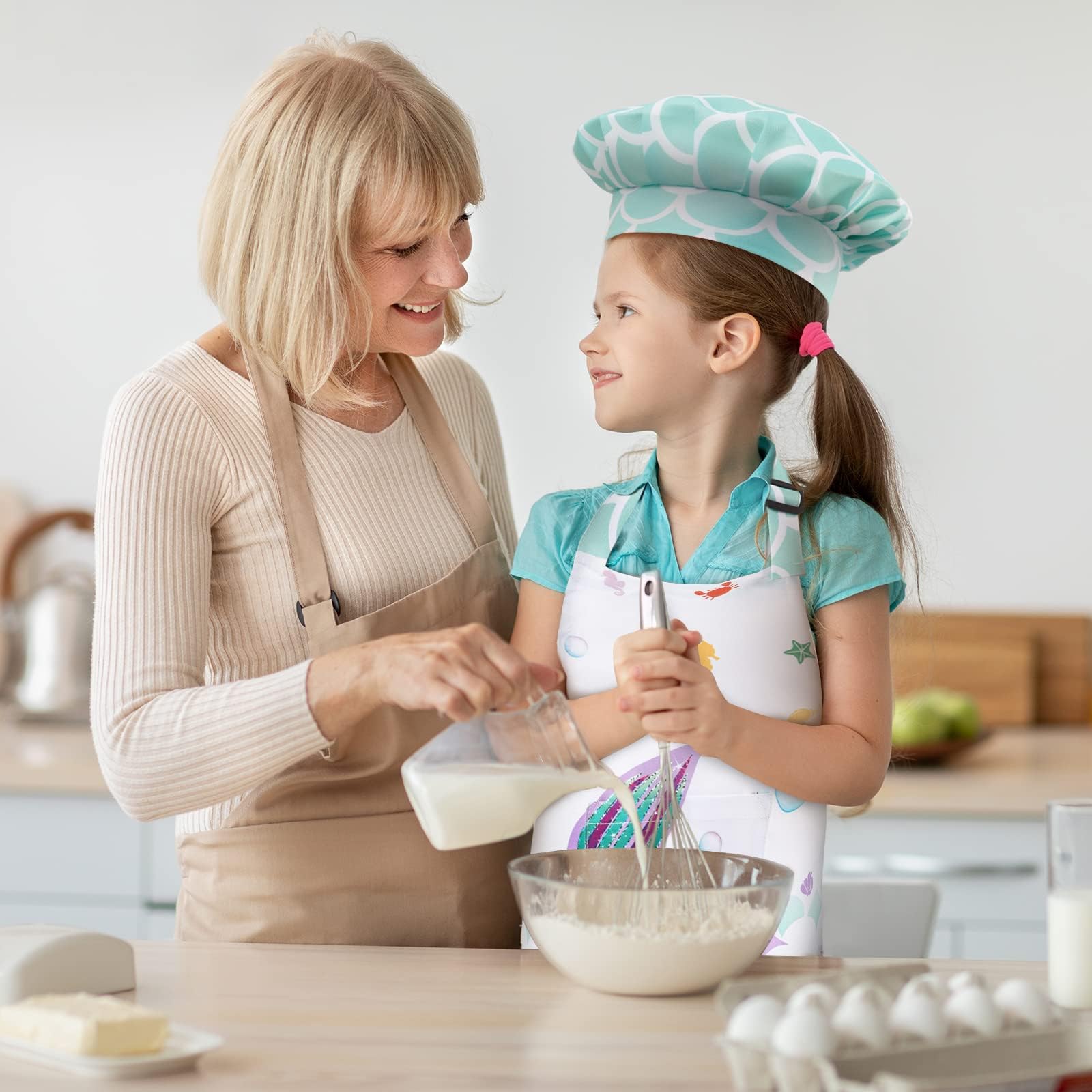 Wernnsai Kids Chef Hat and Apron Set - Adjustable Cooking Costume for Children - Perfect for Pretend Play, Baking, and Cooking Classes