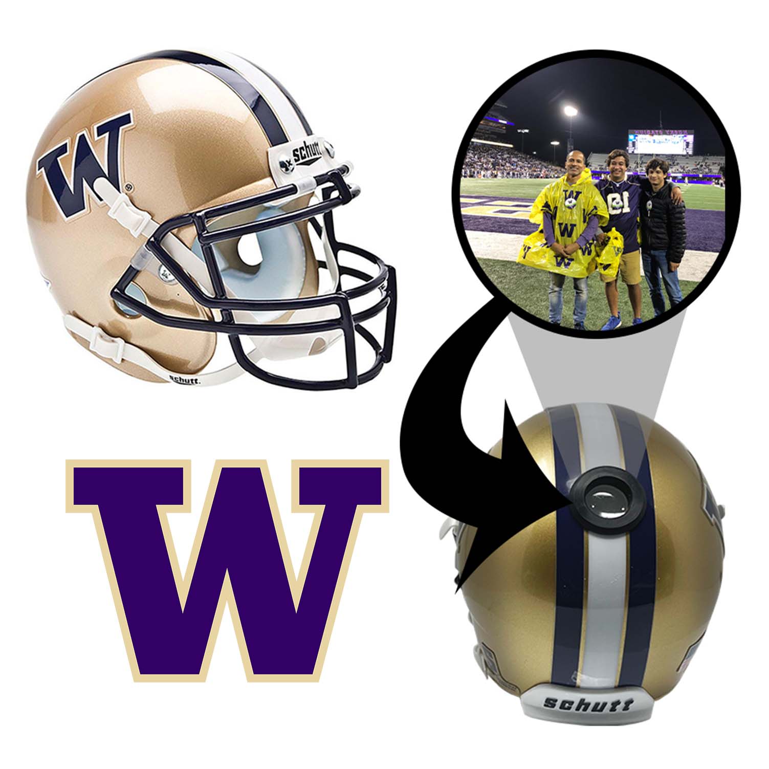 Washington Huskies College Football Collectible Mini Helmet - Authentic Replica with Display Stand - FANZ Collectibles - Perfect for Sports Memorabilia Collections, Game Room Decor, and UW Huskies Fan Gifts
