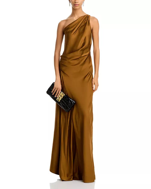 Elegant Aster Gown in Aged Bronze - Perfect for Evening Galas, Weddings & Formal Events