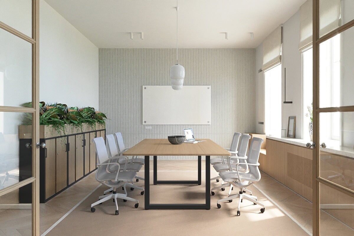 Modern Quadro Loop Legs Boardroom Table - 1800L x 1100W with Rounded Corners | Stylish Conference Table for Office Meetings & Corporate Events
