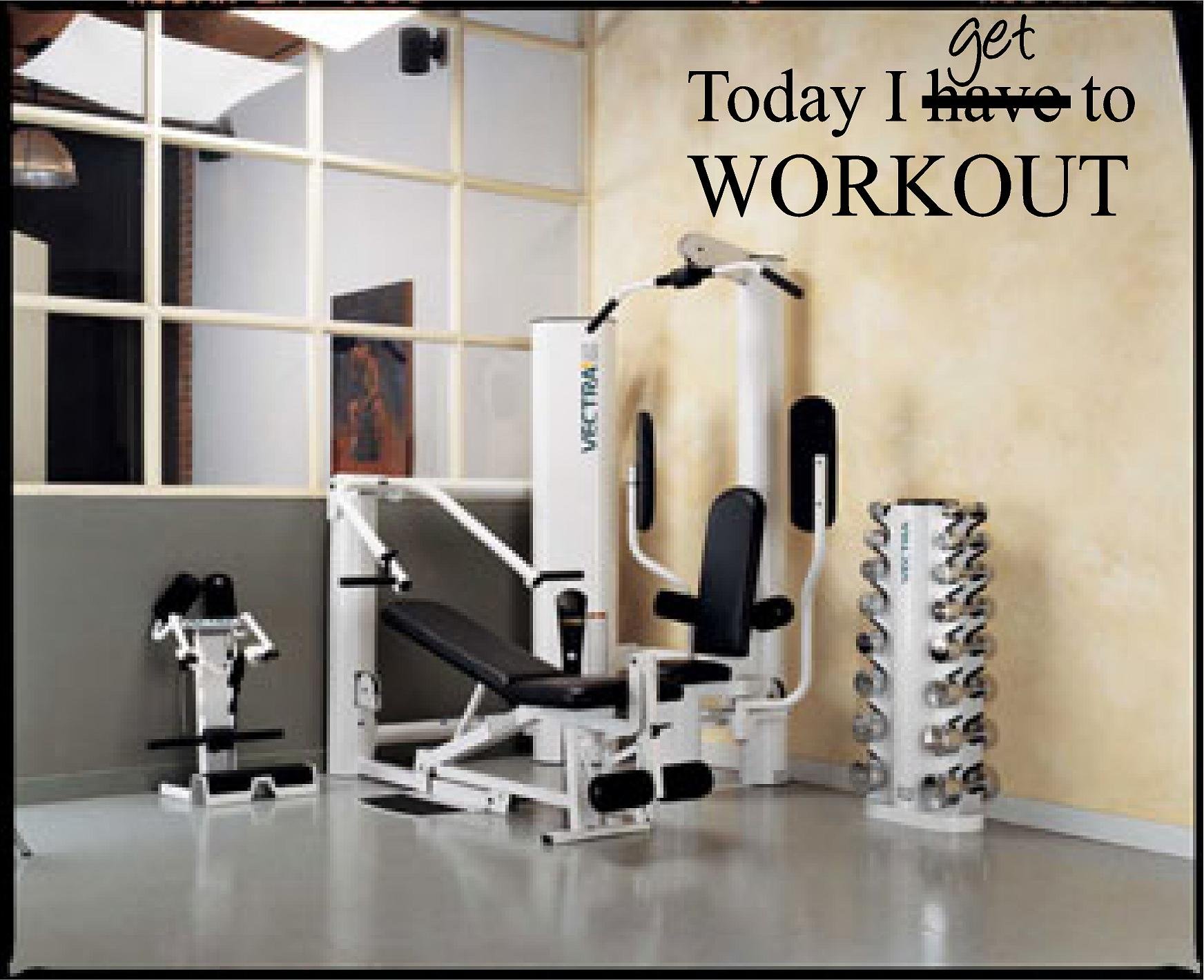 Today I Get to Workout - Motivational Gym Fitness Vinyl Wall Decal (Black, 22