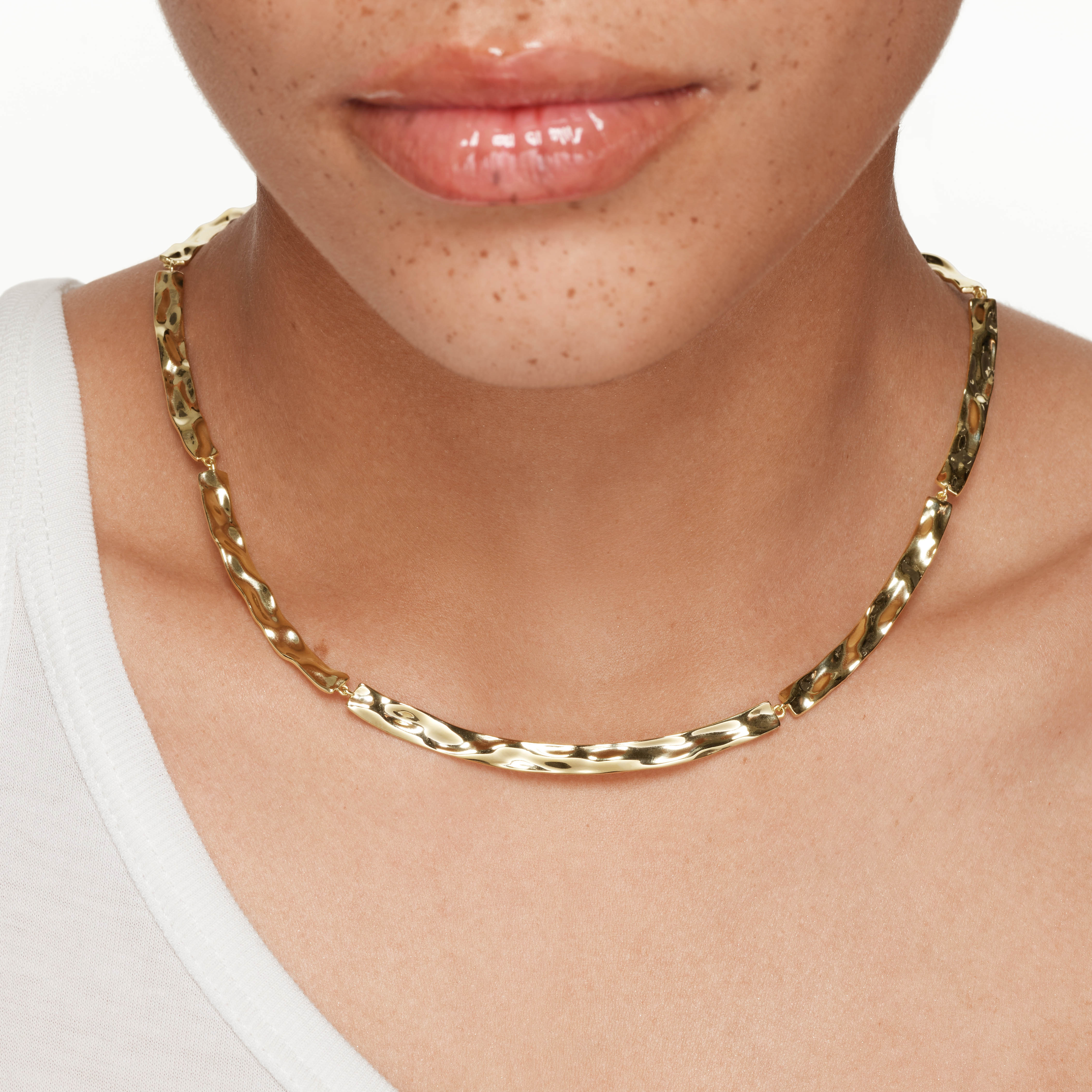 Organic Hammered Gold Plate Necklace - Handmade Boho Jewelry for Women, Perfect for Casual Wear & Special Occasions