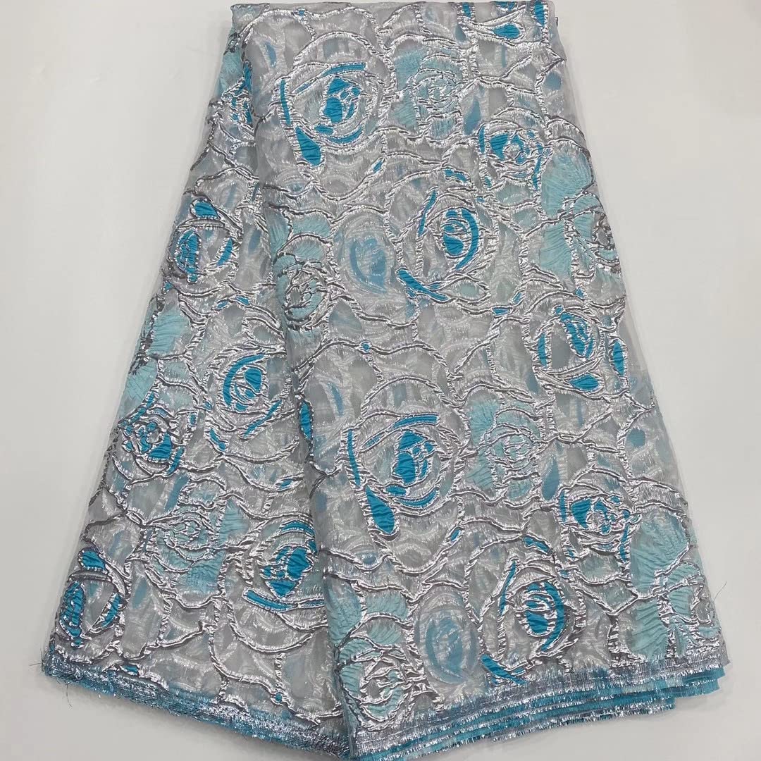 Mahacraft Brocade Jacquard Lace Fabric - Premium African & Nigerian Lace Material (5 Yards) for Sewing Clothes, Bridal Dresses, Party Outfits - Perfect for Traditional Attire, Wedding Gowns & Special Occasion Wear - Style D4228