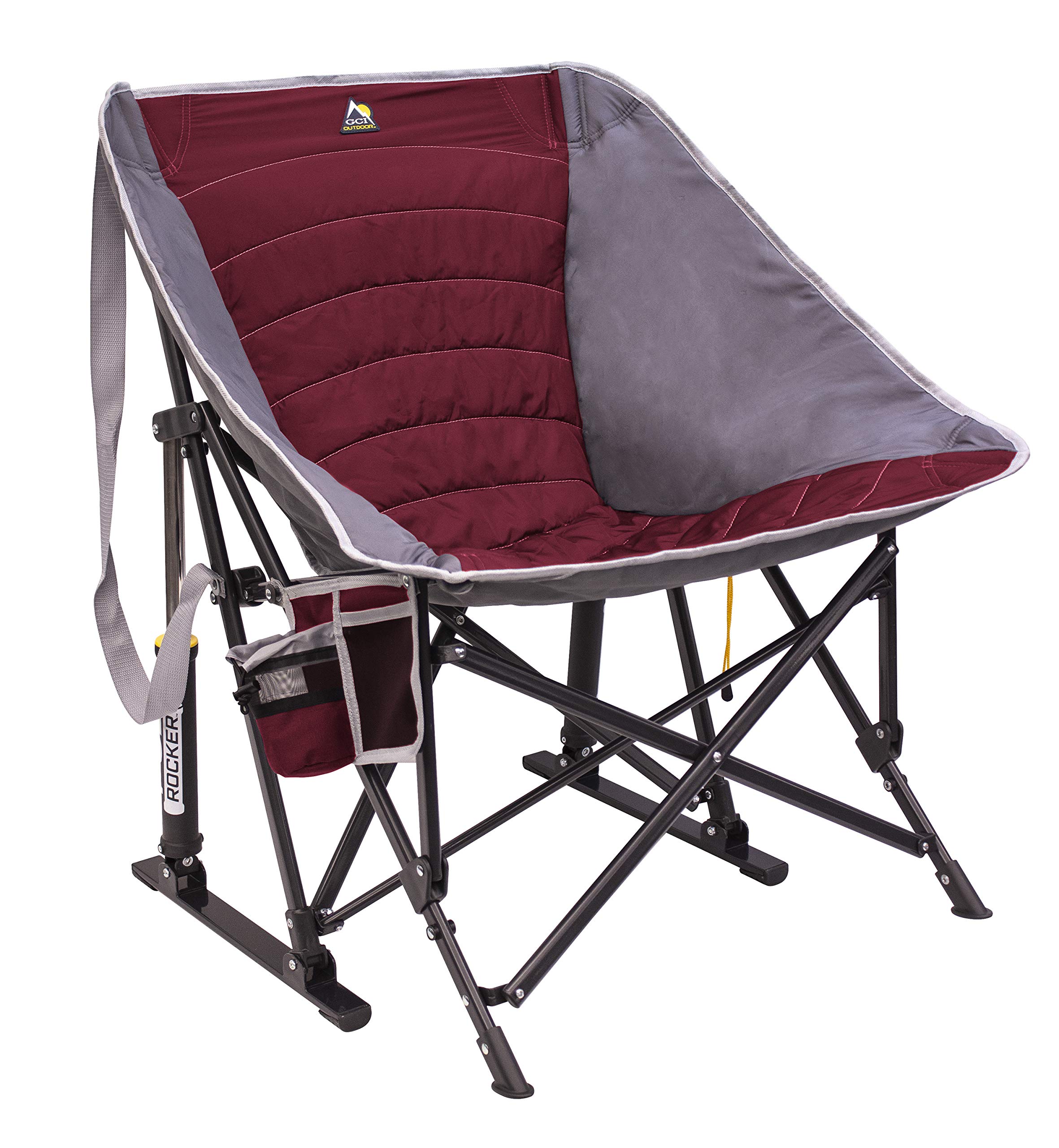 GCI Outdoor MaxRelax Pod Rocker - Portable Folding Rocking Chair for Camping, Beach, Patio & Backyard - Lightweight & Comfortable Outdoor Lounge Chair (Red)