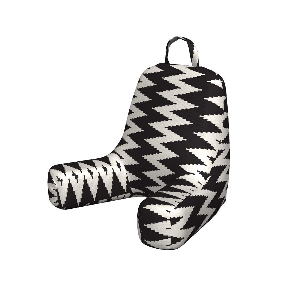 Ambesonne Abstract Reading Pillow Cover - Soft Fabric Geometric Zigzag Design, Dark Grey Eggshell - Perfect for Bed Rest, Reading Nook & Cozy Home Decor