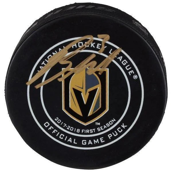 Brayden McNabb Autographed Vegas Golden Knights Hockey Puck with Display Case & COA - Official VGK Memorabilia for Collectors and Fans - Perfect for Sports Memorabilia Displays, Man Caves, and Gift Giving
