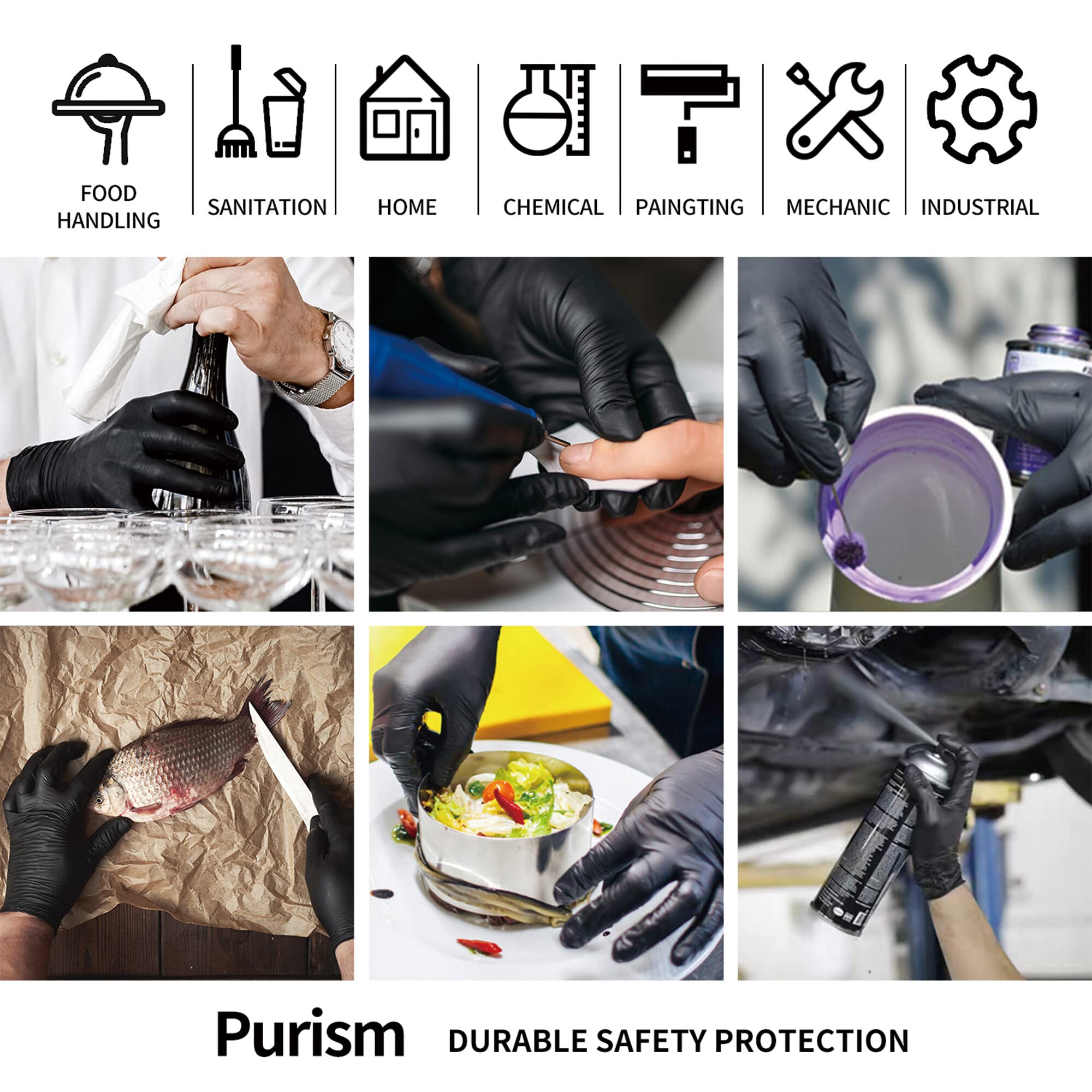 Premium Black Nitrile Gloves XL 1000 Pack - 4 Mil Thick, Latex-Free & Powder-Free Disposable Gloves - Extra Large Size for Industrial, Medical & Household Use - Ideal for Cleaning, Food Handling & Healthcare Protection
