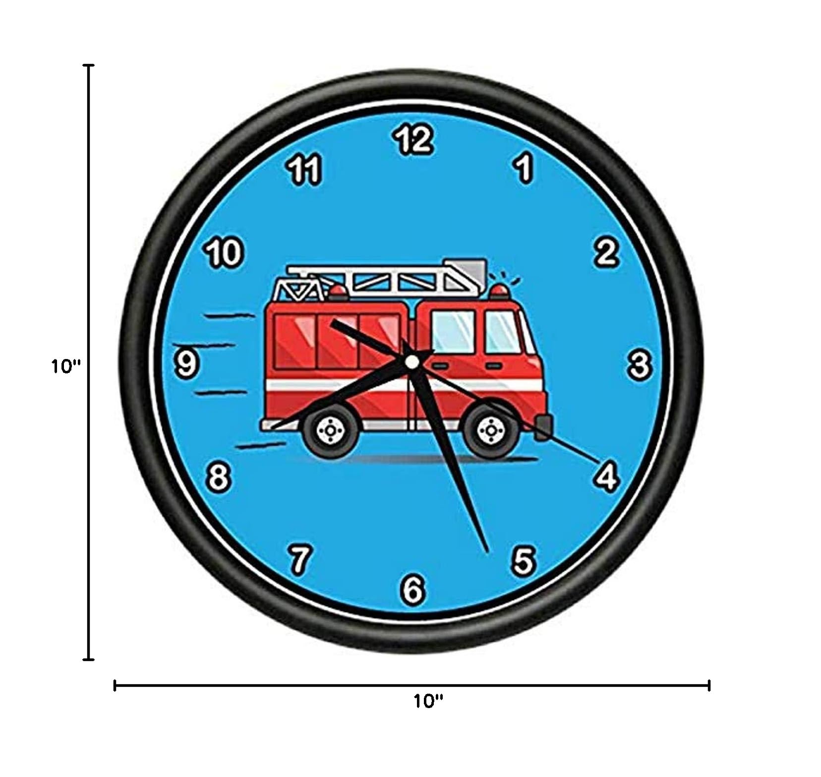 SignMission FIRE Truck Wall Clock - Kids Boys Room Decor, Fireman Firefighter Theme Gift for Birthday, Nursery, Bedroom, Classroom