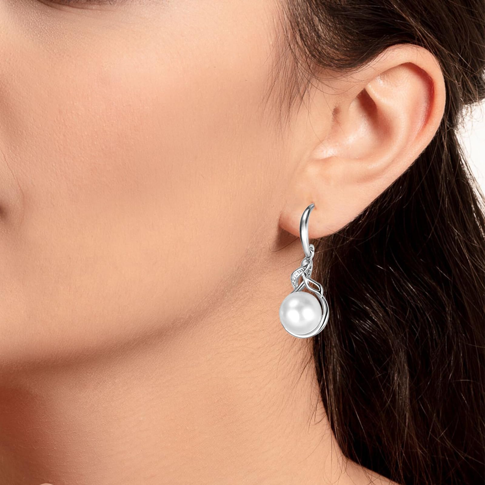Pearl Earrings for Women - Elegant Fine Jewelry Gift for Mom, Wife, Her | Birthday, Anniversary, Valentine's Day, Christmas & Mother's Day Present | Perfect for Weddings, Date Nights & Special Occasions